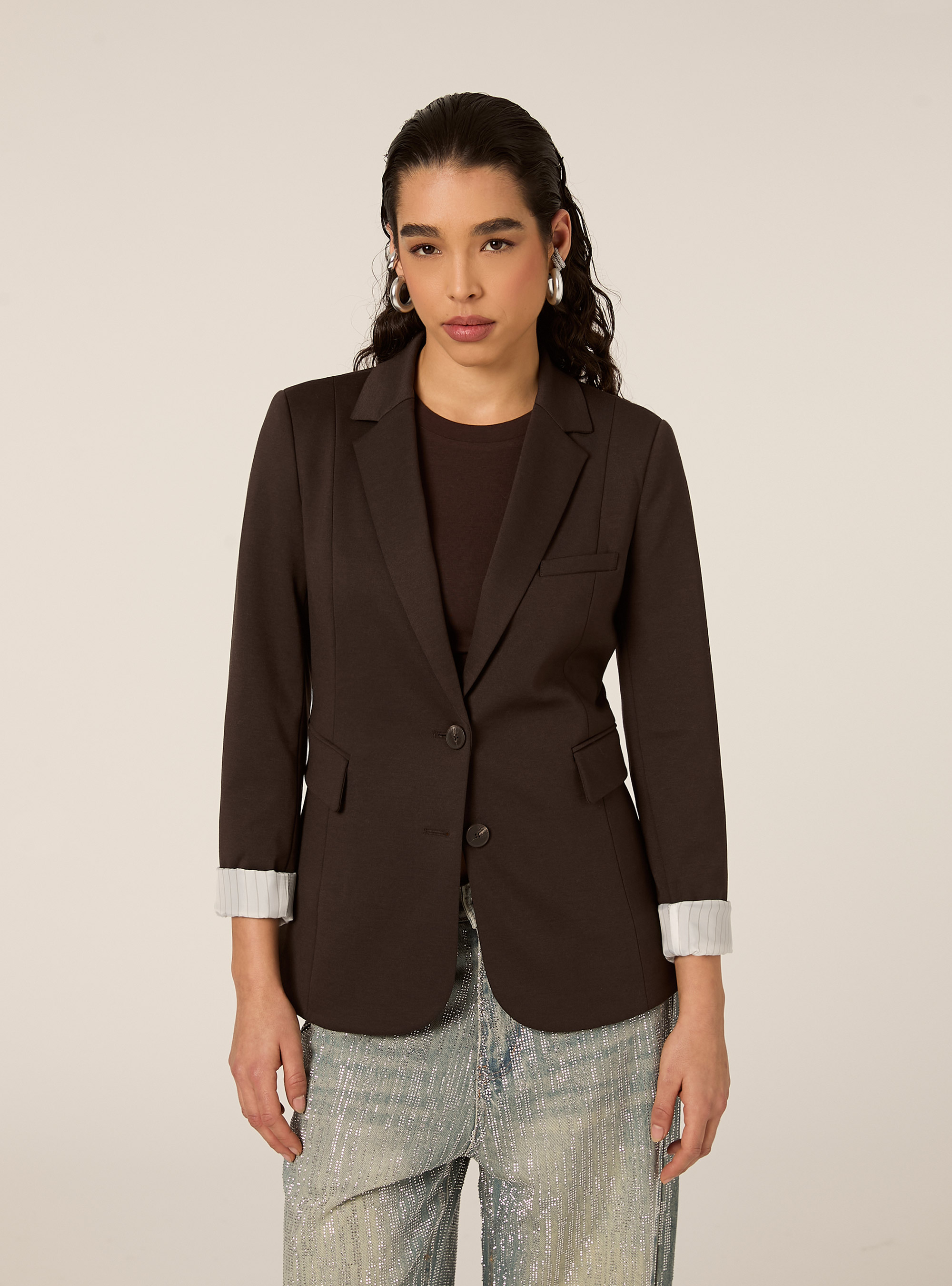 Jersey blazer, BR1 BROWN DARK