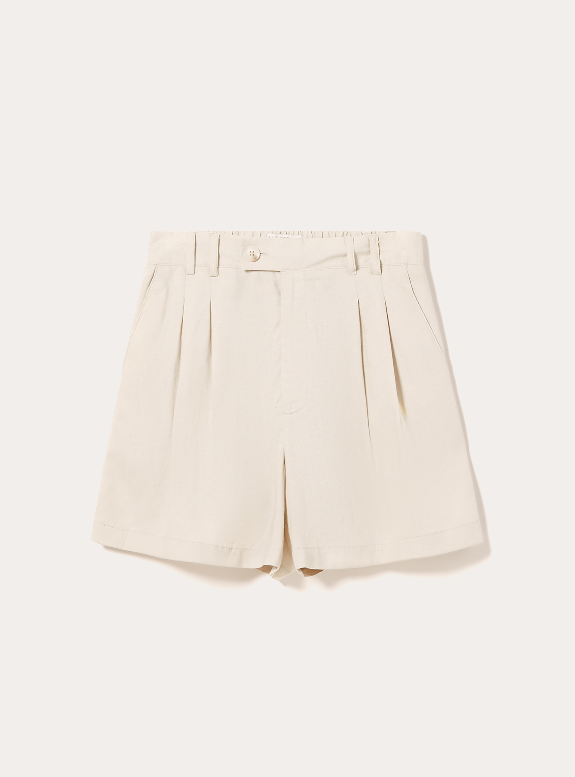 Bermudas de mezcla de lino liso, BG2 BEIGE MEDIUM