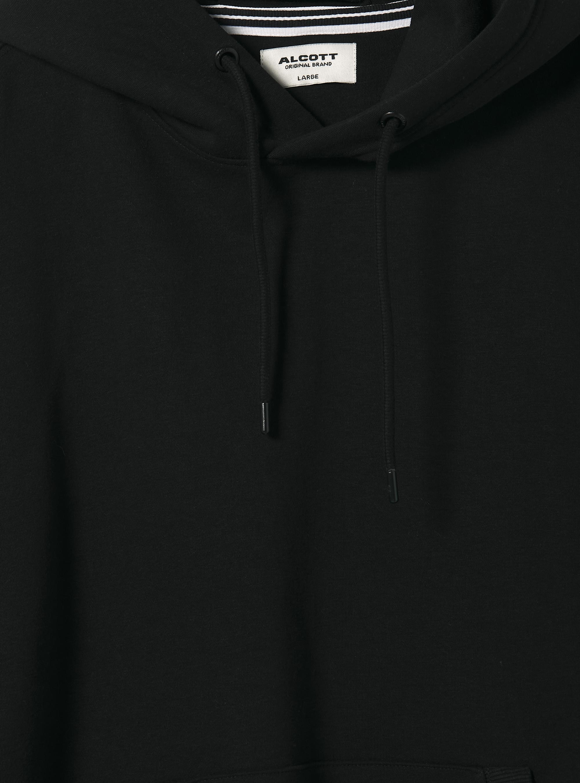 Sweatshirt with hood and pouch pocket, BK1 BLACK