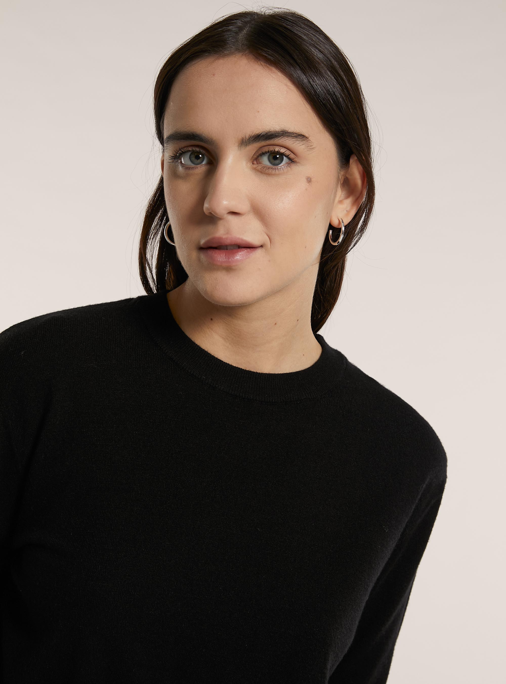 Pull à col rond coupe boxy, BK1 BLACK