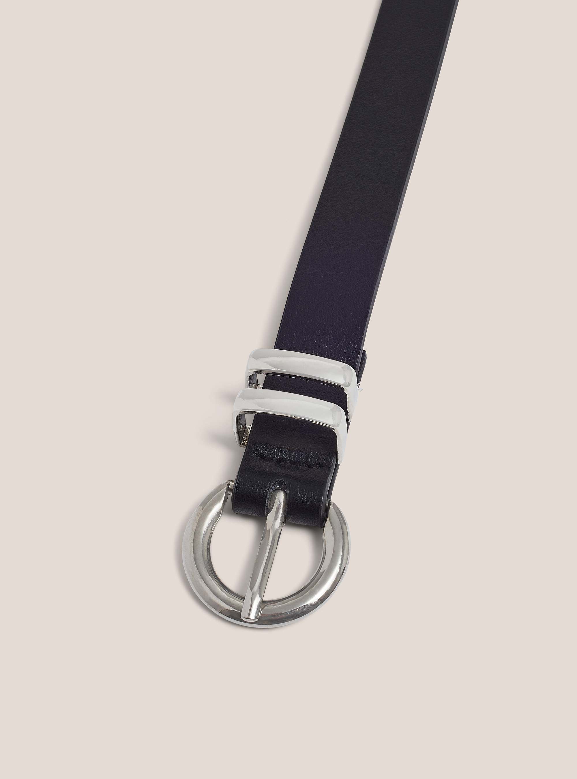 Cintura in ecopelle sottile, NERO