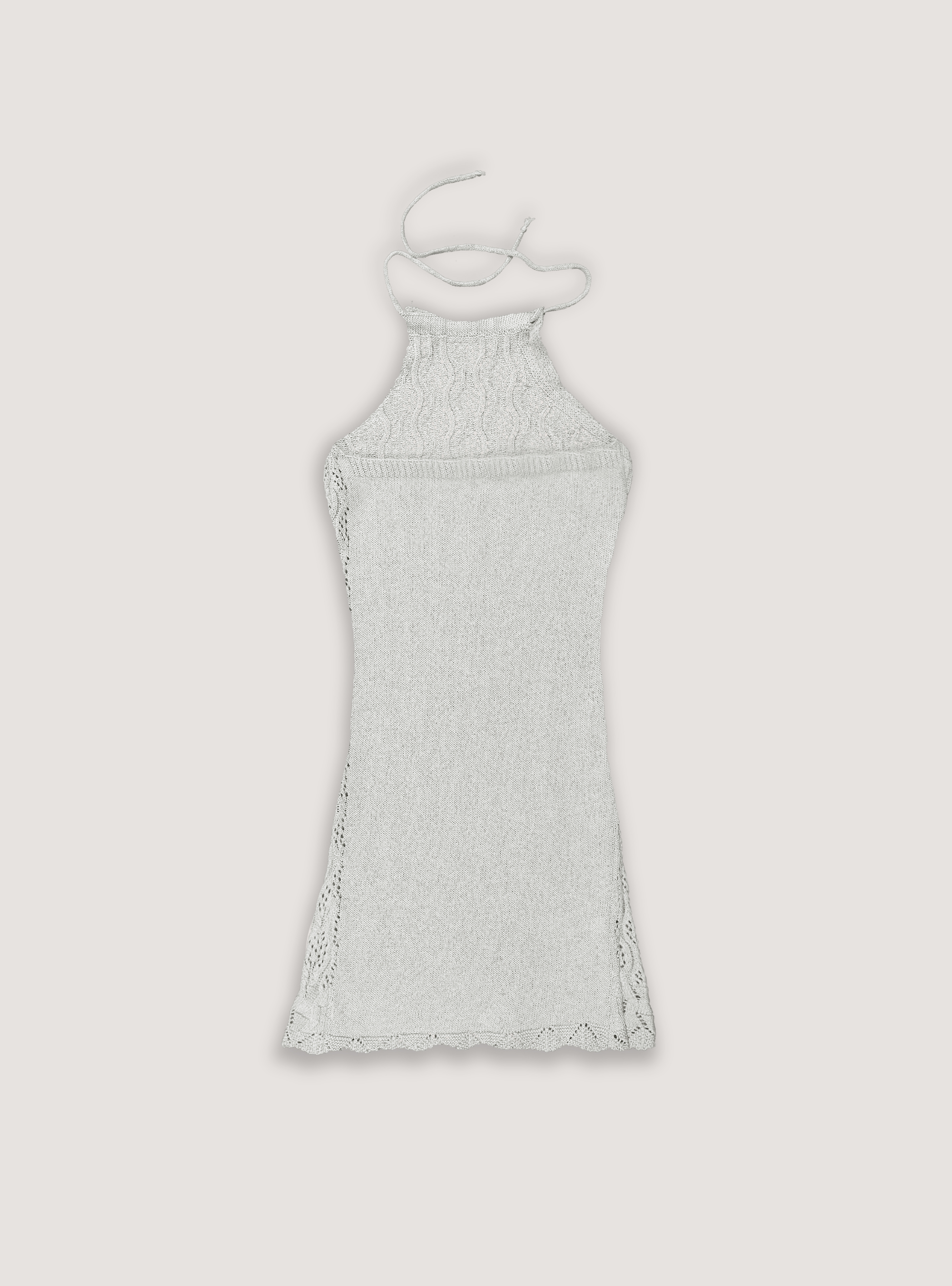 Vestido de punto de crochet con escote halter, WH1 OFF WHITE