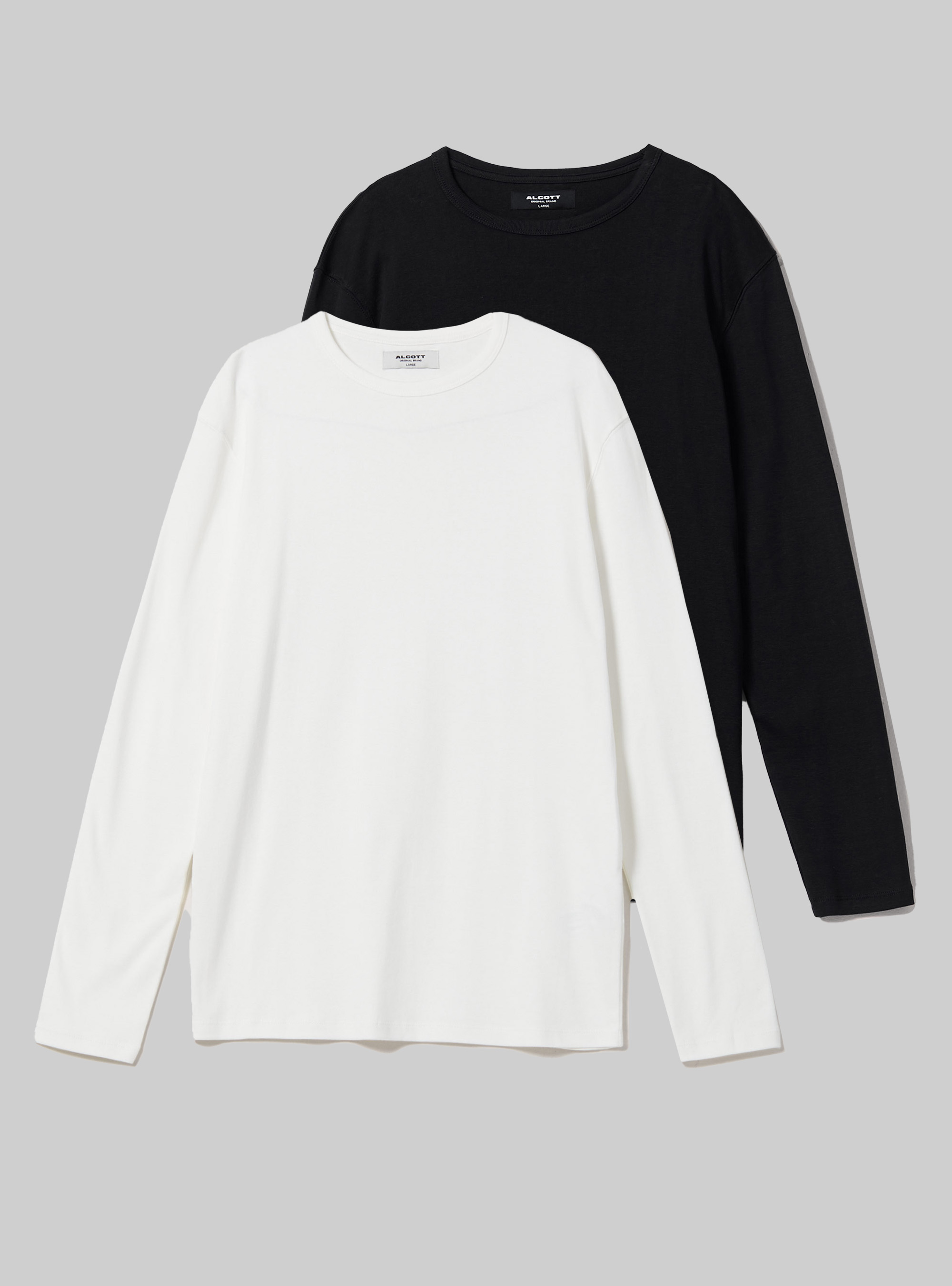 Set of 2 long-sleeved T-shirts, BK1/WH2