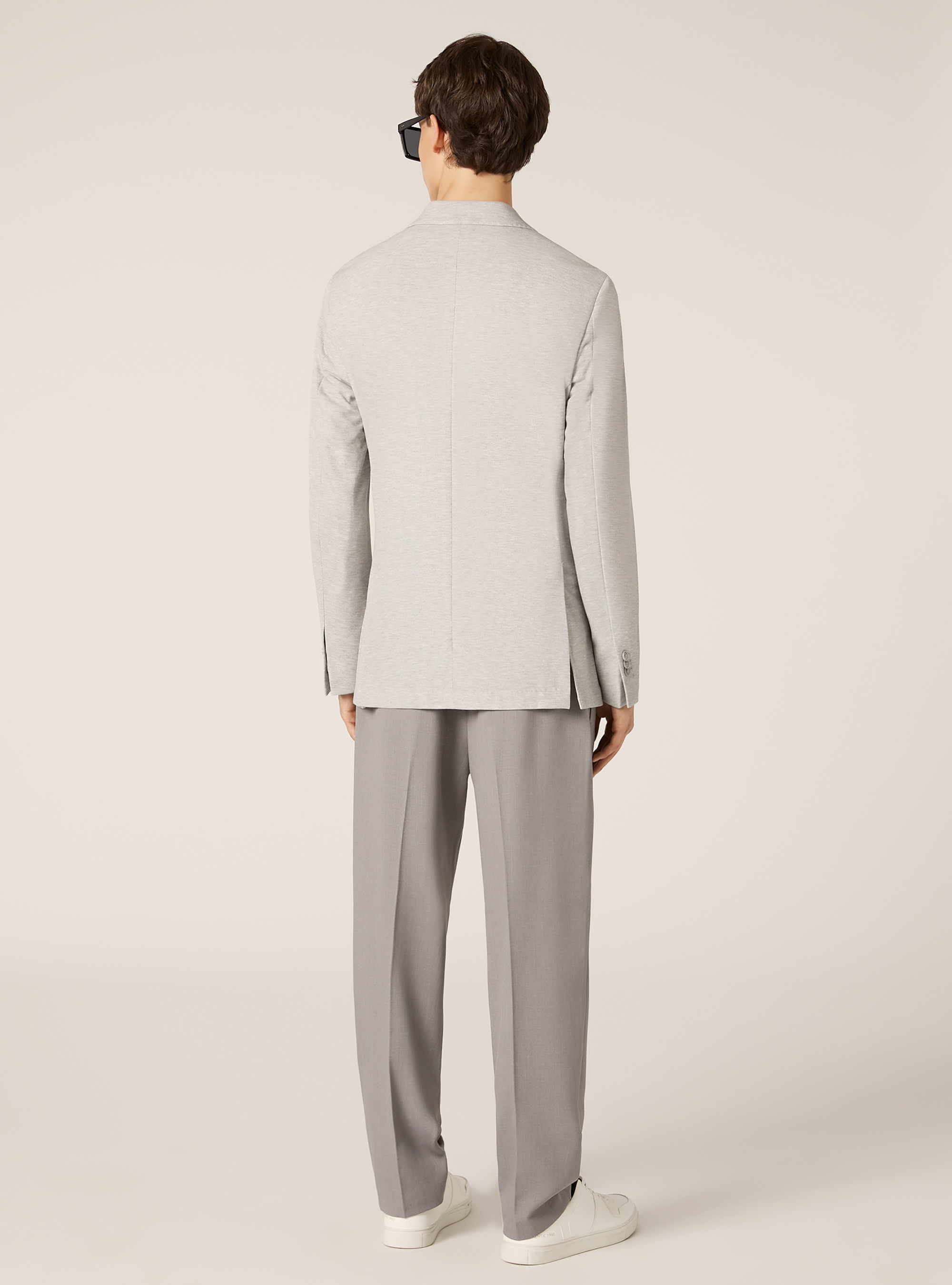 Chaqueta de piqué de algodón, MGY3 GREY MEL LIGHT