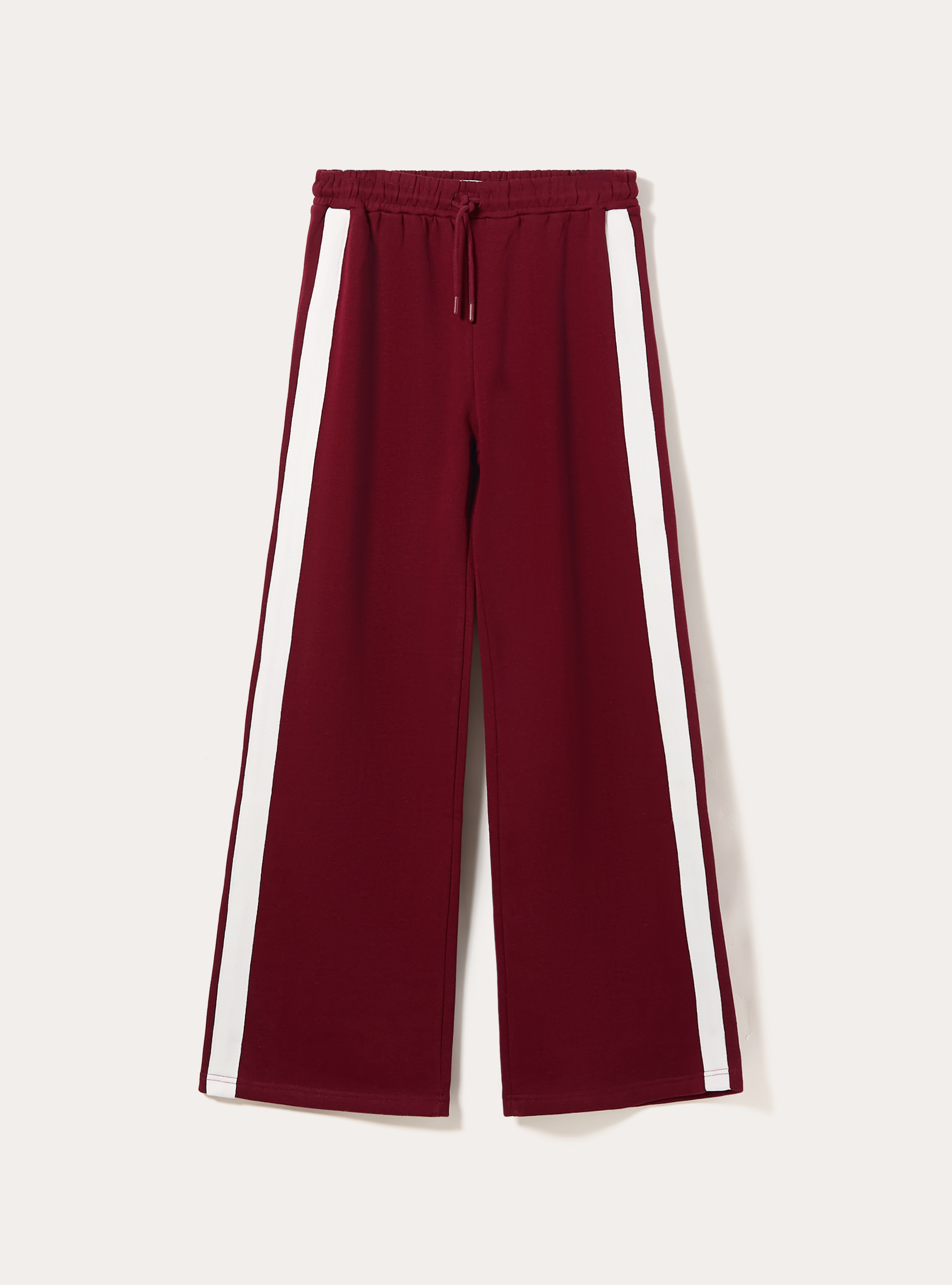 Pantaloni wide leg con bande laterali, BO1 BORDEAUX DARK