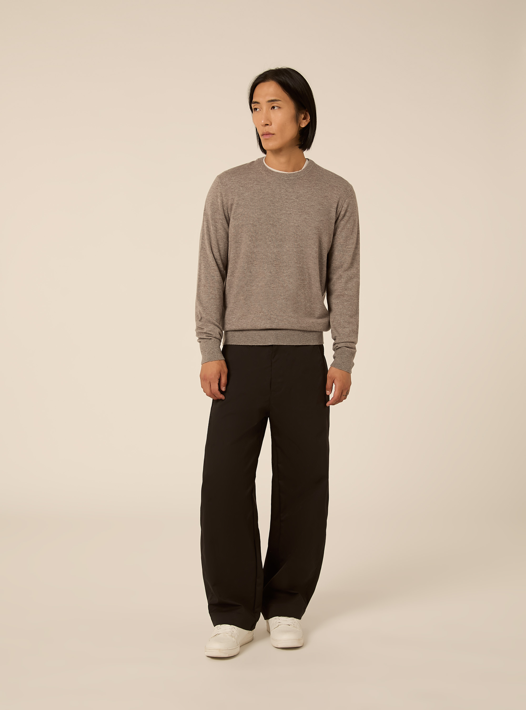 Rundhals pullover aus wolle und kaschmirmischung, MTB2 TOBACCO MEL MED