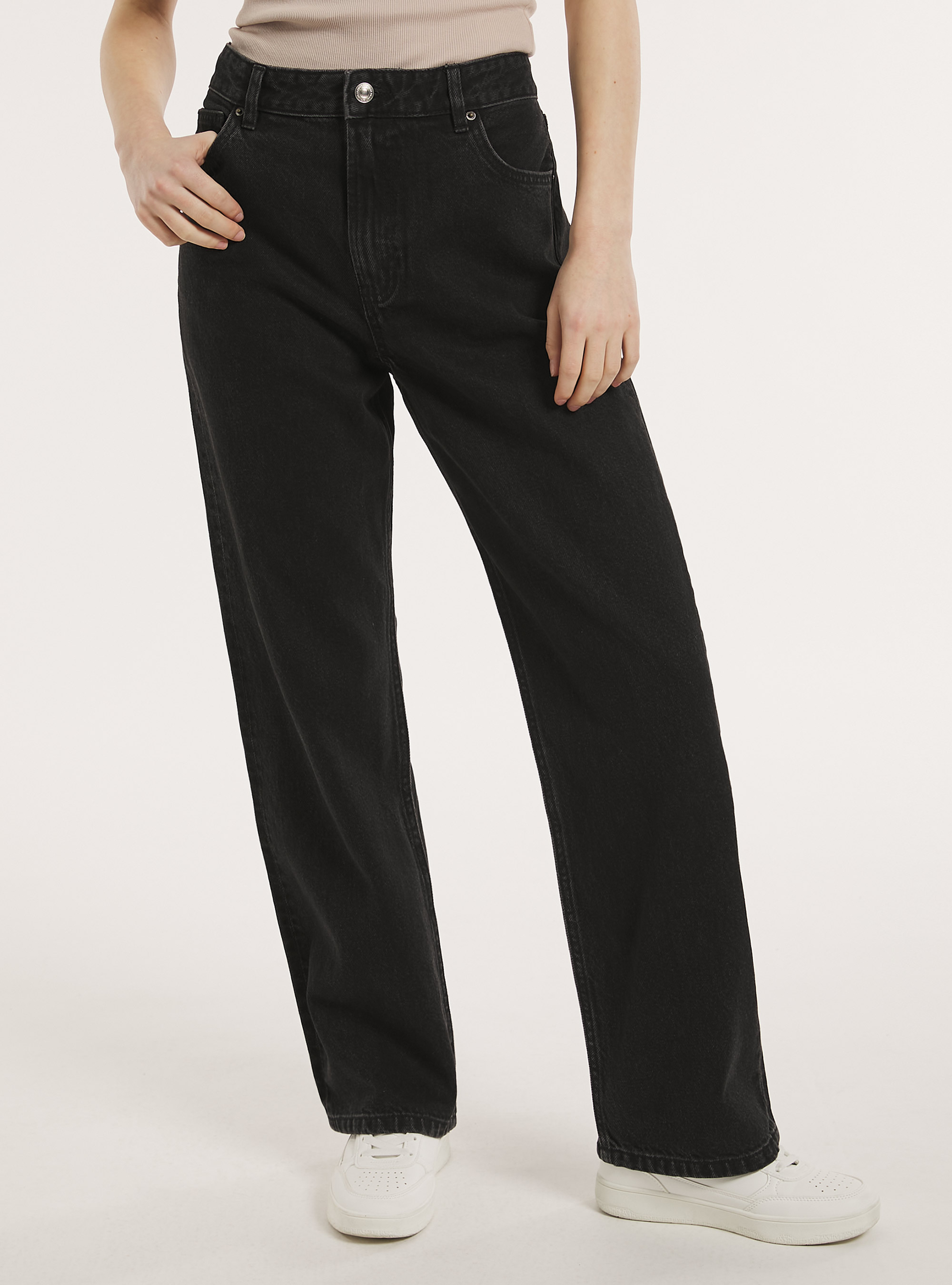 Loose straight fit jeans, D000 BLACK