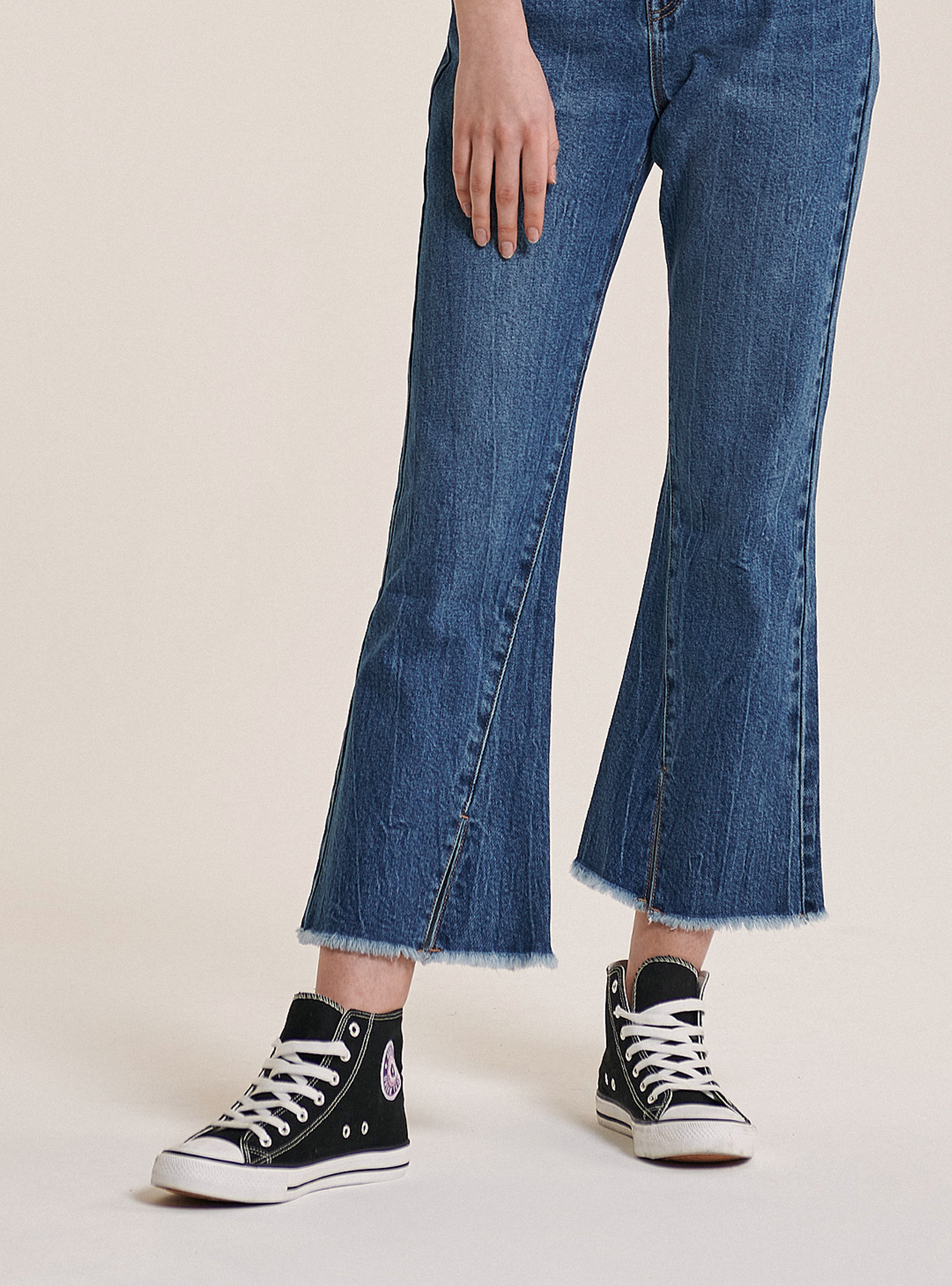 Canvas half-boot trainer with patches, BLACK