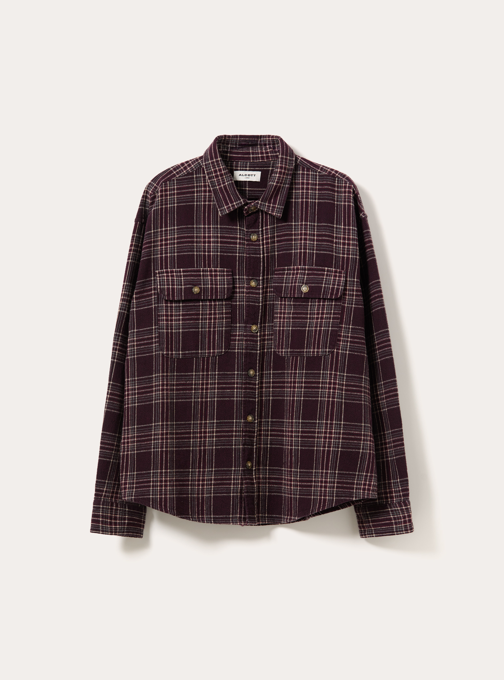 Camicia flanella quadri, BO1 BORDEAUX DARK