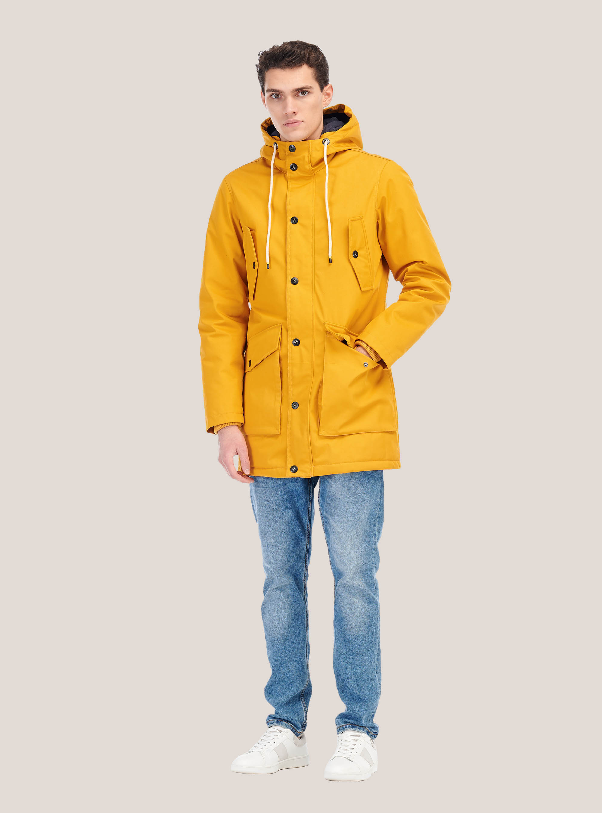 PARKA JACKET WITH POCKETS, C7742 YELLOW