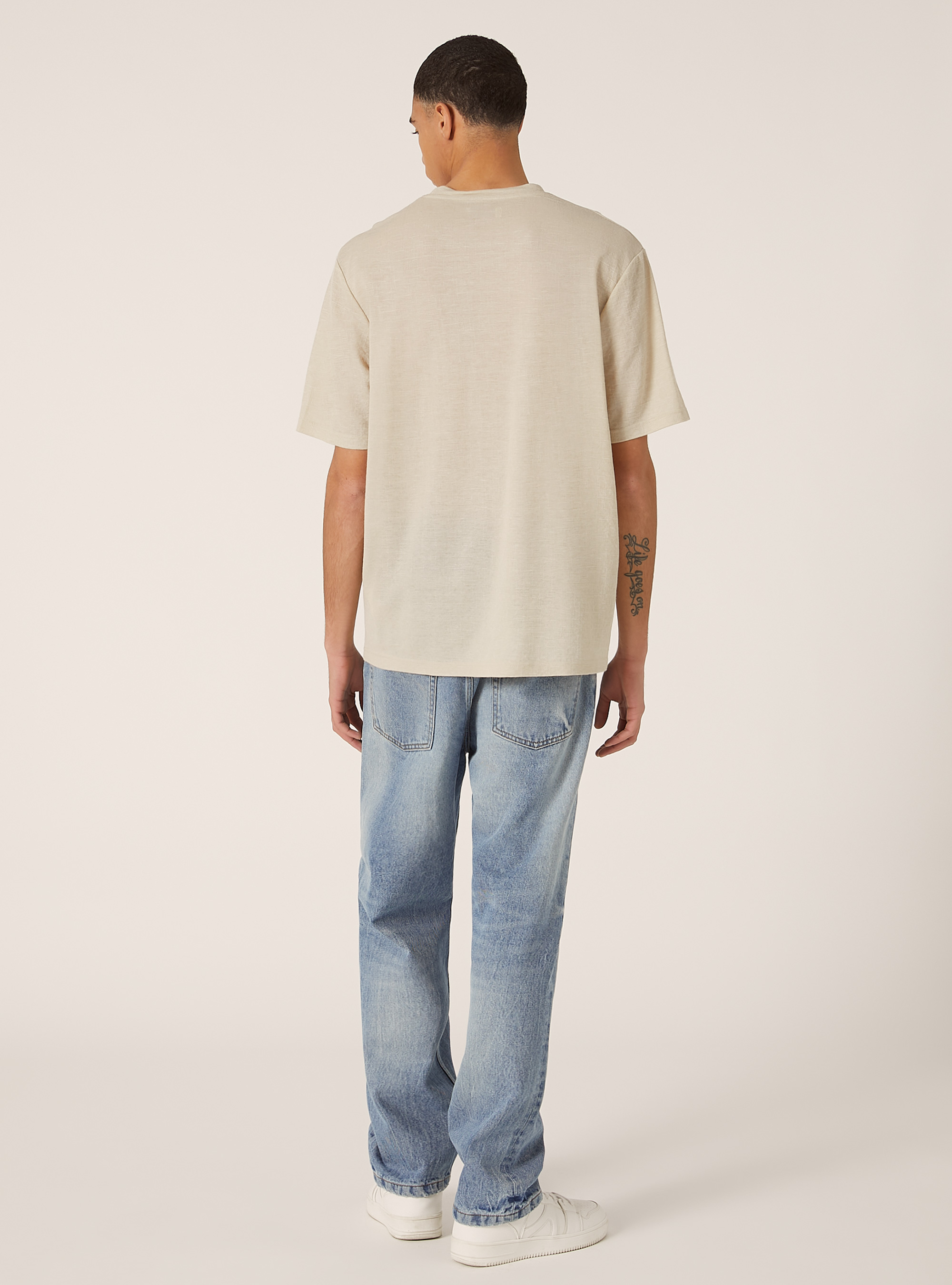 Boxy fit T-shirt with texture, BG2 BEIGE MEDIUM