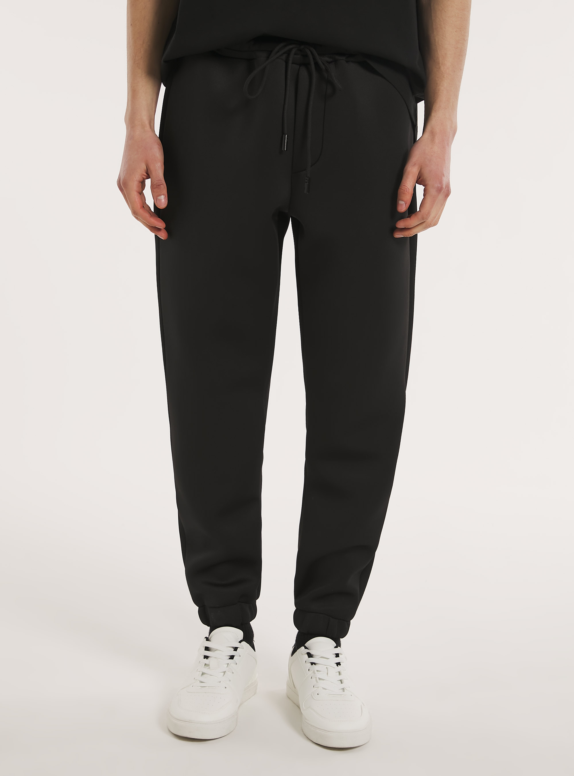 Jogger in scuba fabric, BK1 BLACK