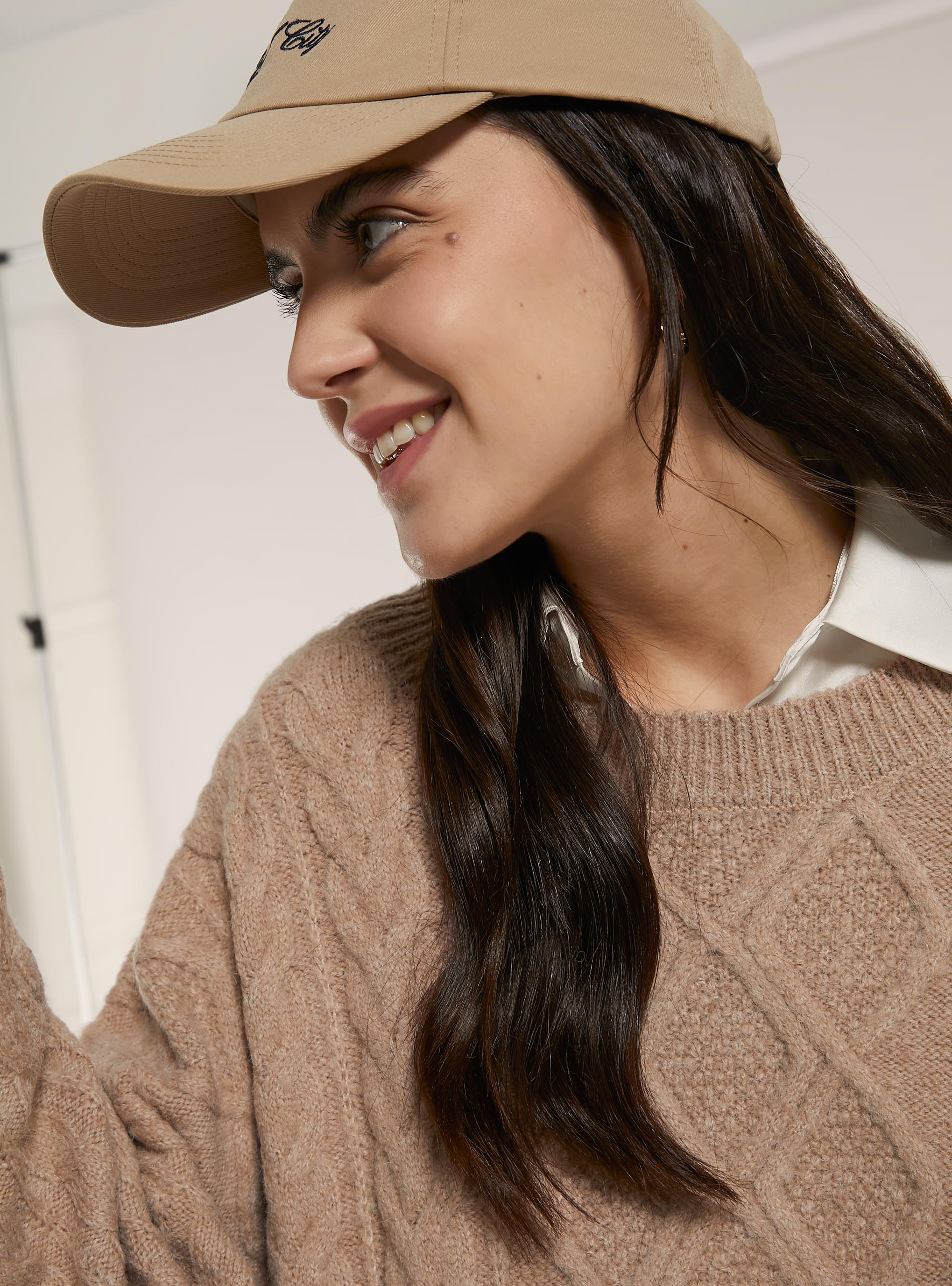 Pullover over a trecce, MBG1 BEIGE MEL DARK