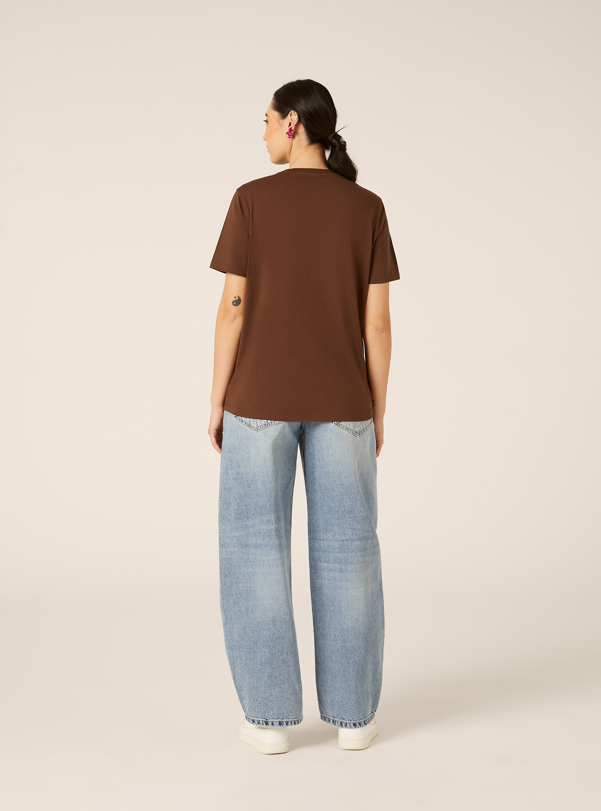 T-shirt avec imprim&eacute; m&eacute;tallis&eacute;, BR2 BROWN MEDIUM