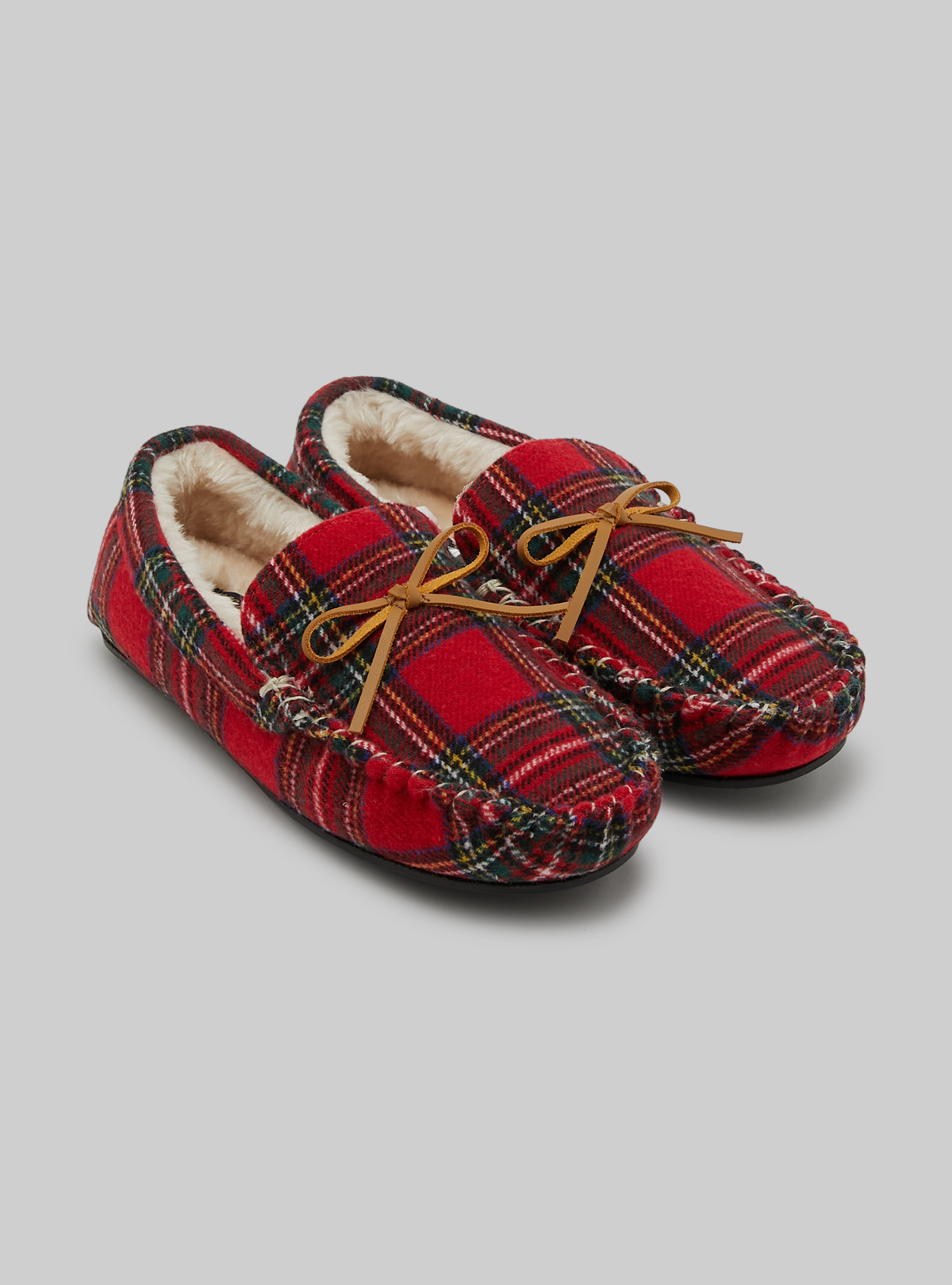 Zapatillas mocasín de tartán, ROJO A CUADROS