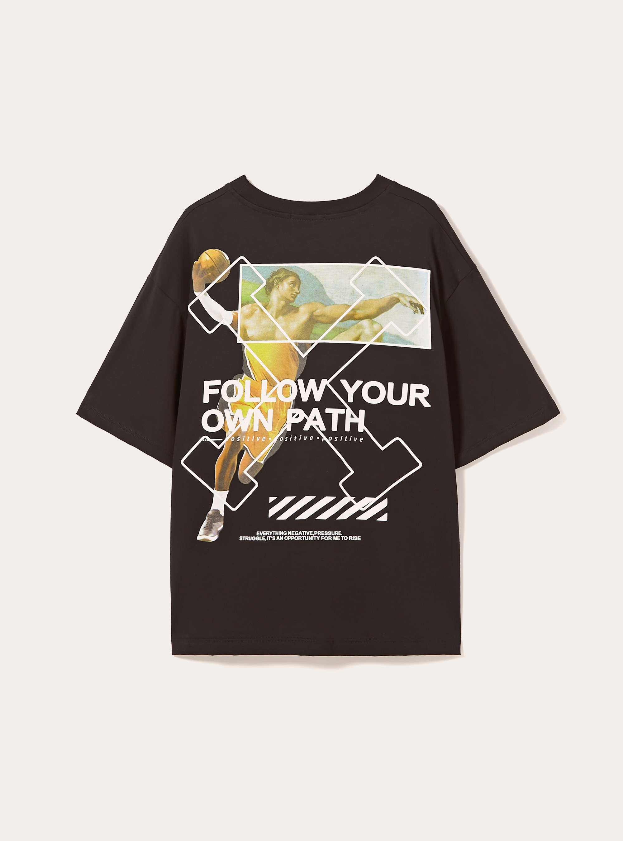 Maglietta boxy fit con stampa POP STATEMENT, BK1 BLACK