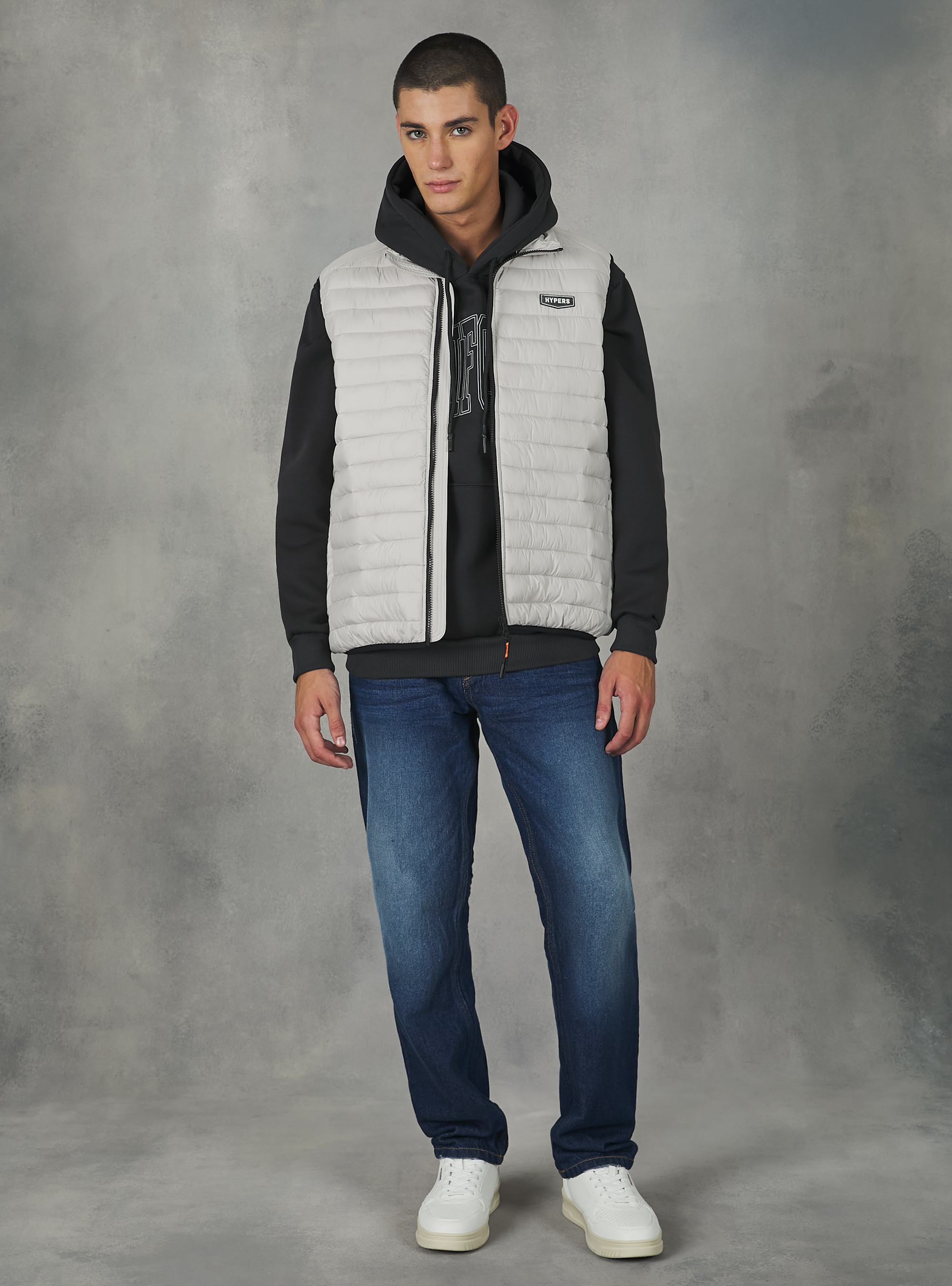 Padded sleeve jacket with contrasting zip, WH1 OFF WHITE