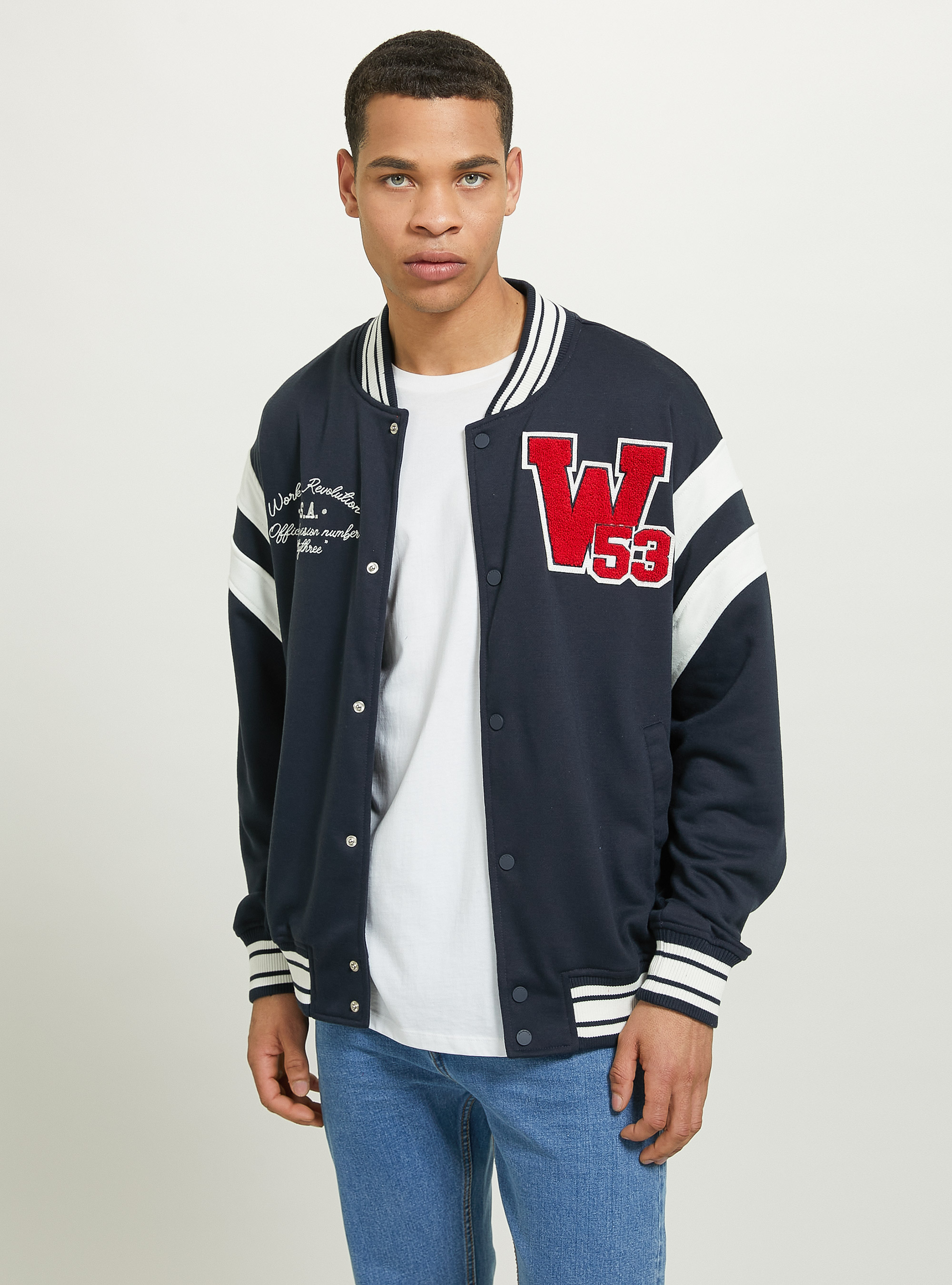 Blouson bombardier &agrave; imprim&eacute; de l'universite, NA1 NAVY DARK