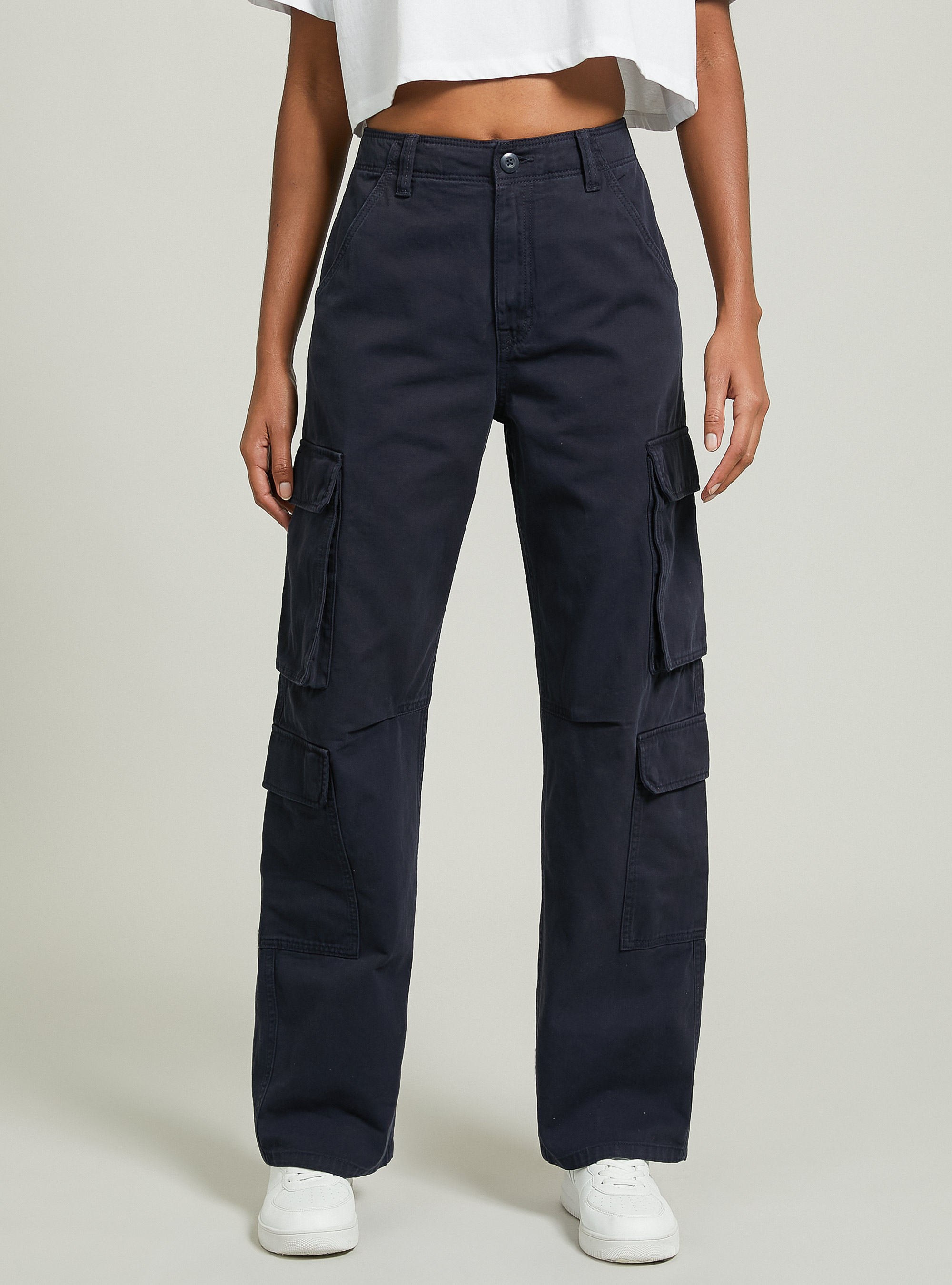 Pantaloni multicargo in twill, NA1 NAVY DARK
