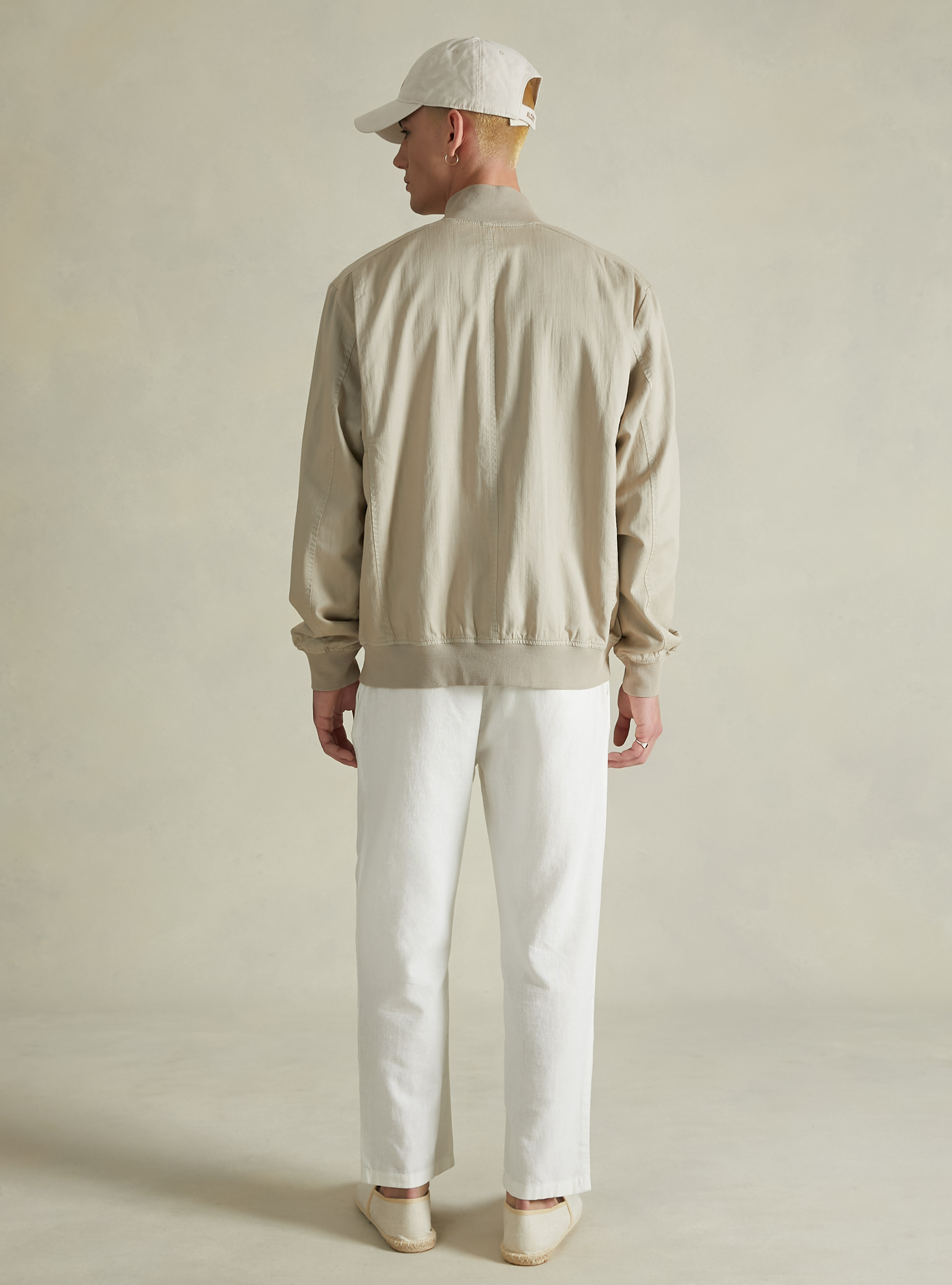 Linen blend bomber jacket with large pockets, BG2 BEIGE MEDIUM