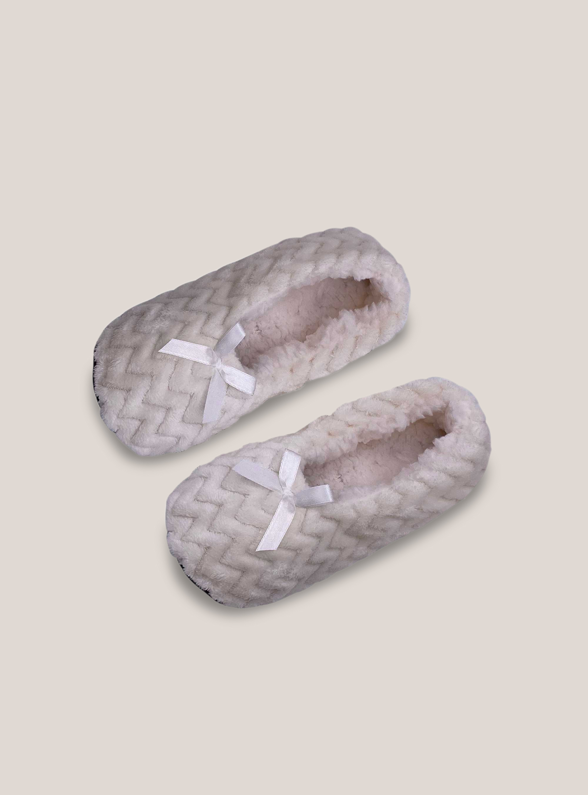 Pantofole con fiocco, BIANCO