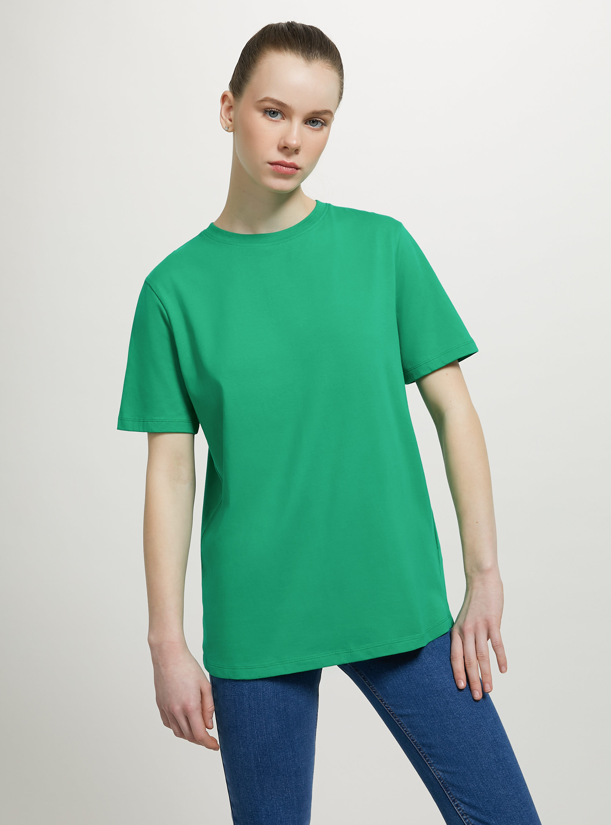 Cotton crew-neck T-shirt, GN2 GREEN MEDIUM