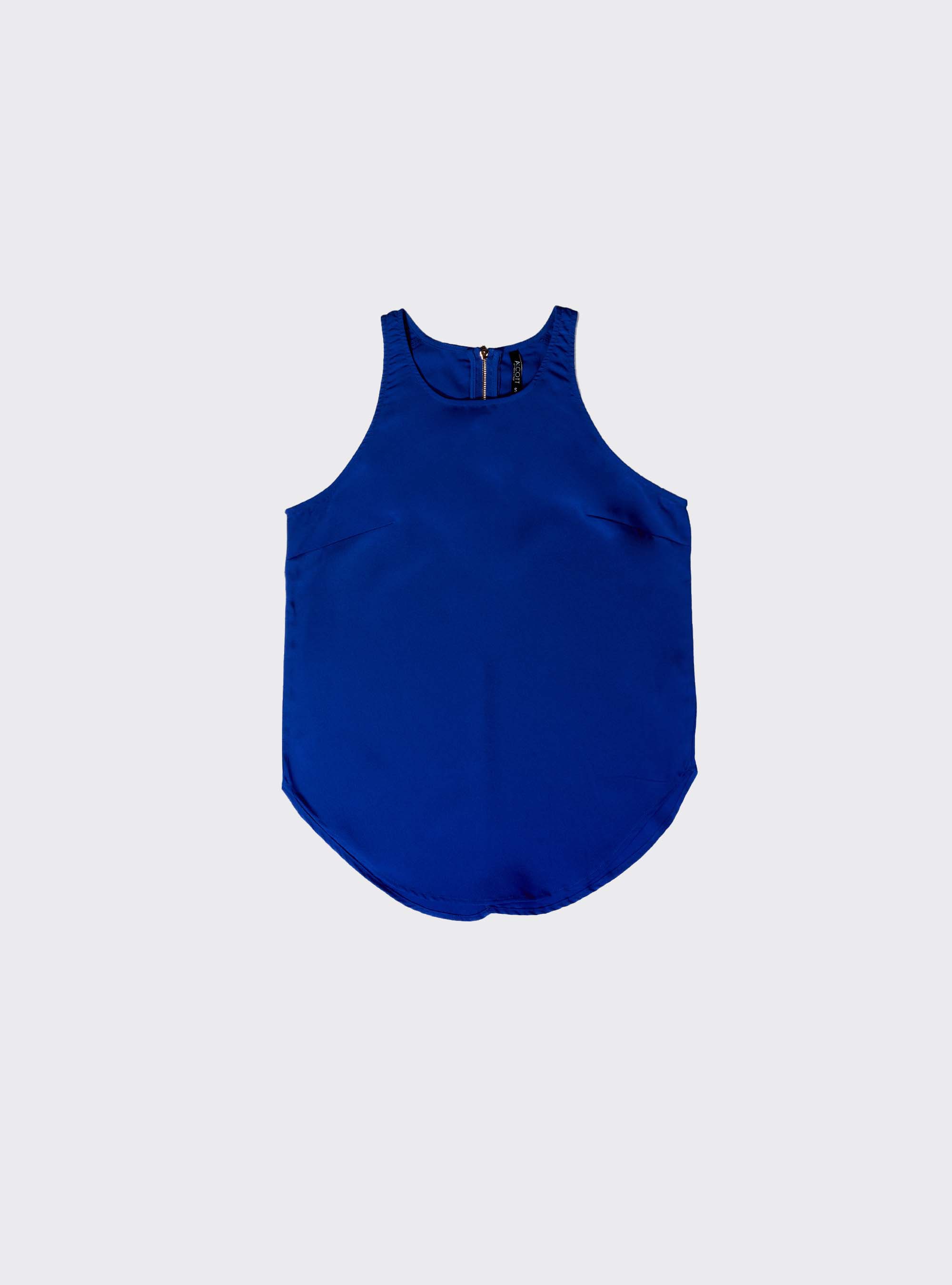 Blusa smanicata con zip sul retro, BLU ROYAL