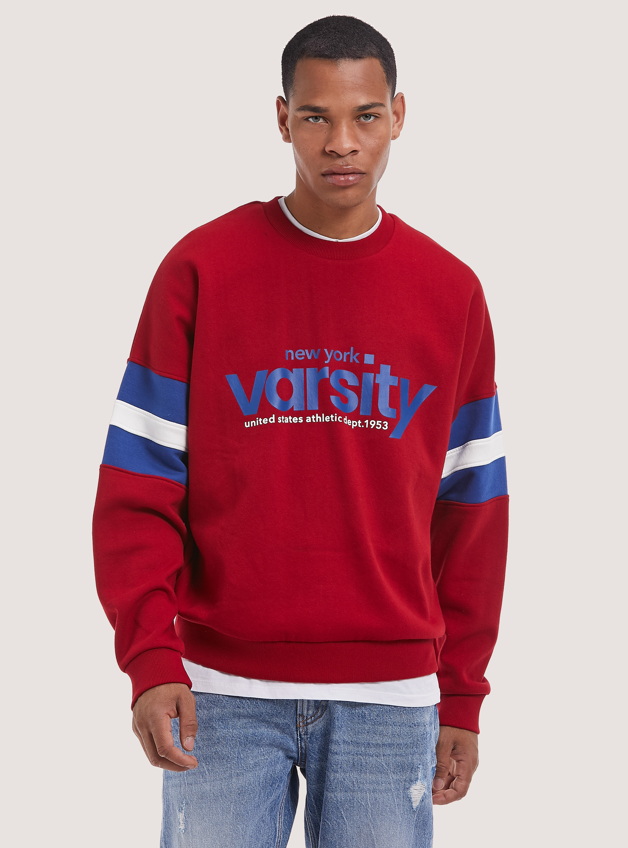 Varsity print sweatshirt, RD2 RED MEDIUM