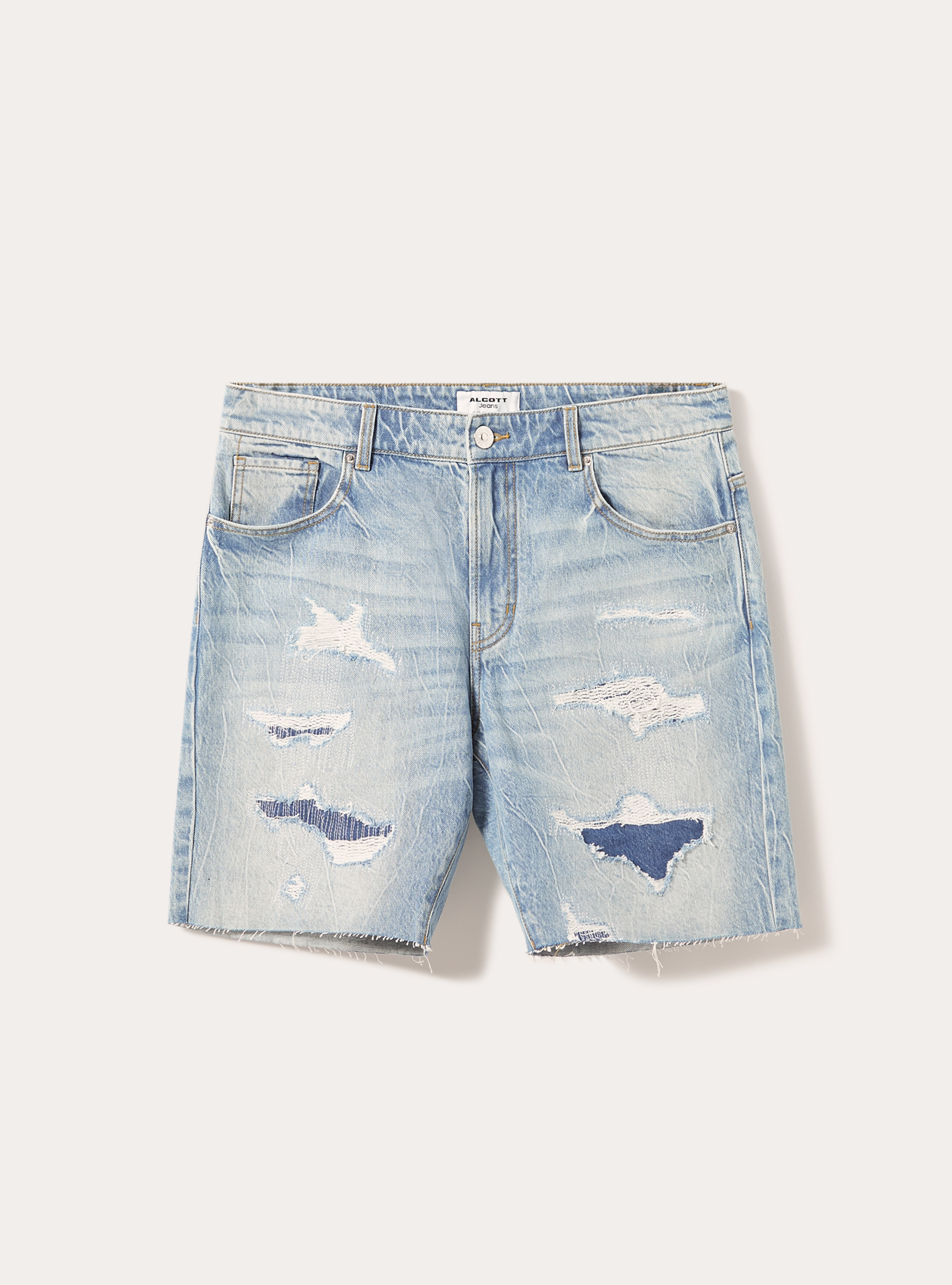Bermudas slim fit con rotos, D006 AZURE