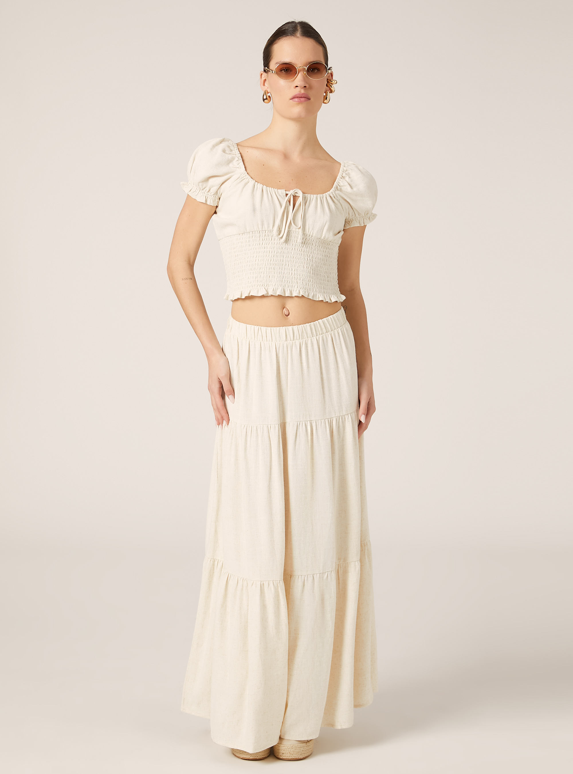 Blouse en lin, MBG3 BEIGE MEL LIGHT