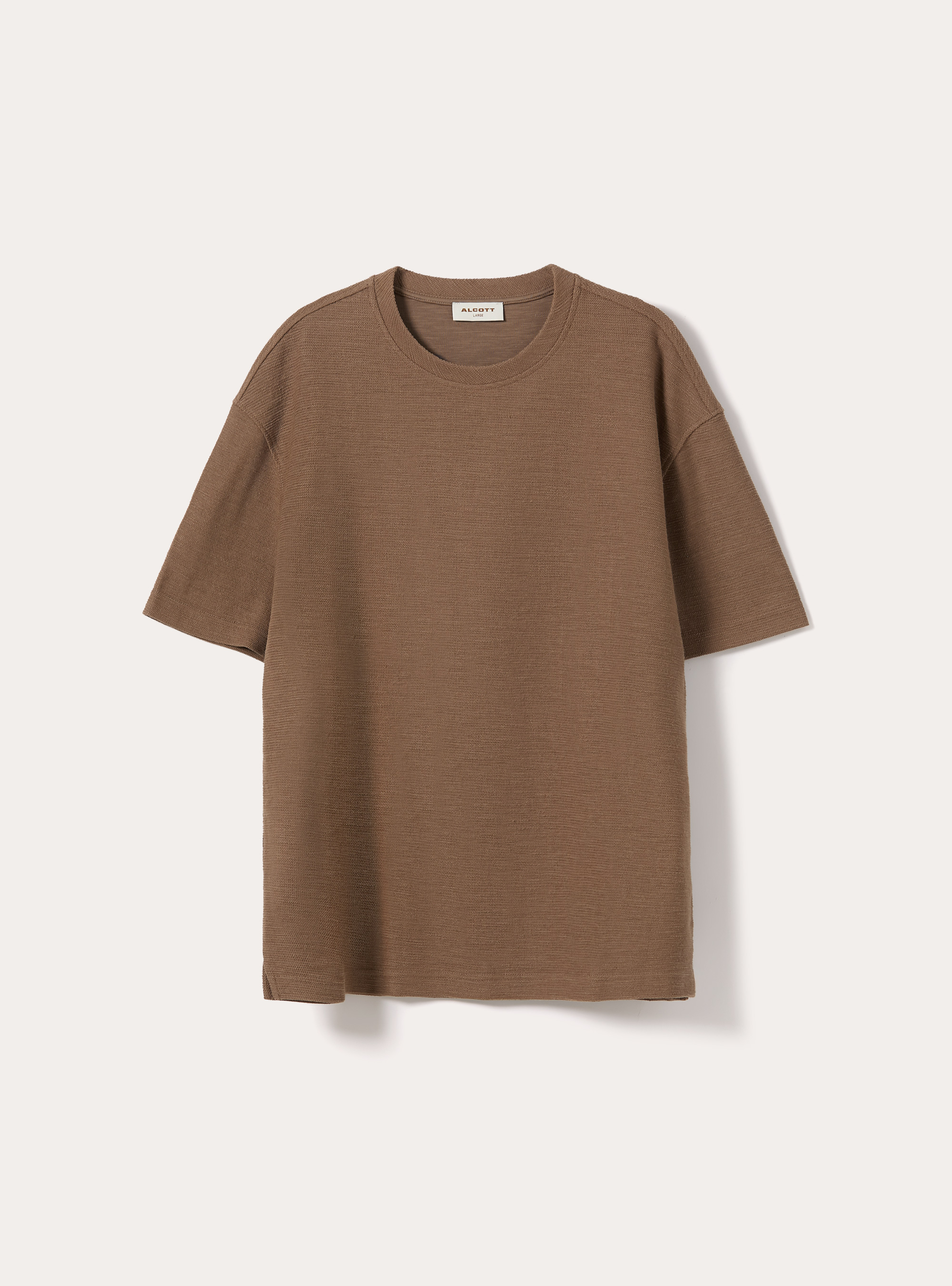 T-shirt in interlock waffle, BR2 BROWN MEDIUM