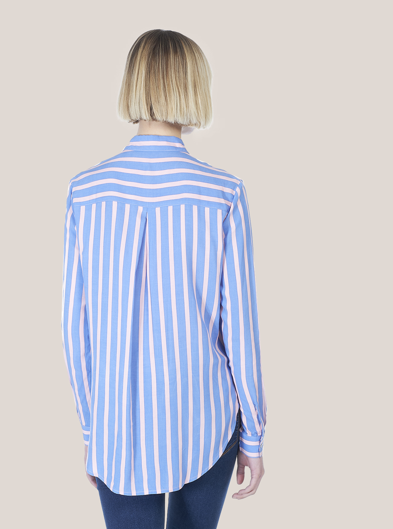 Camicia fit morbido a righe con tasche sul front, ROSA/AZZURRO B83