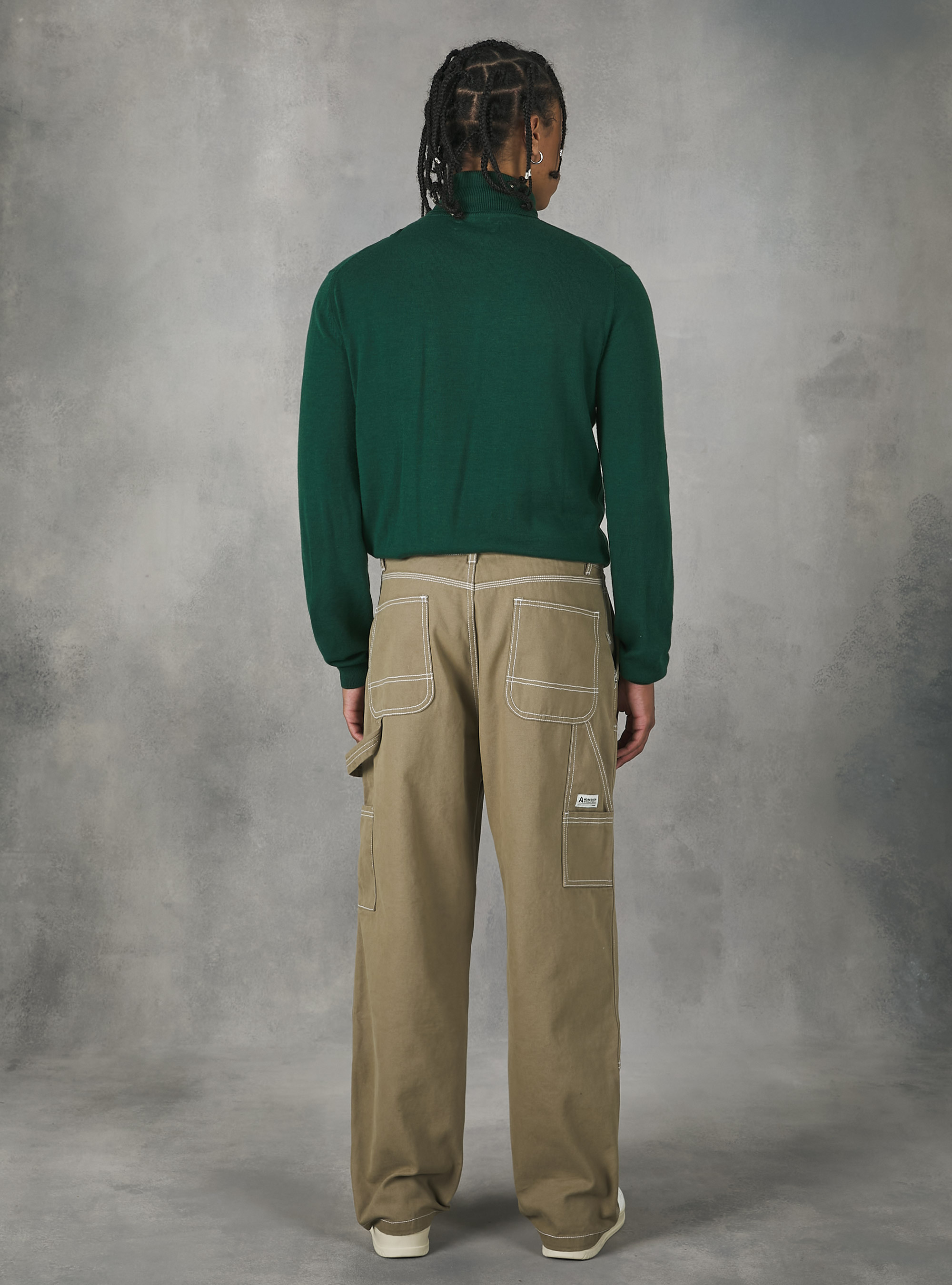 Pullover morbido a collo alto, GN1 GREEN DARK