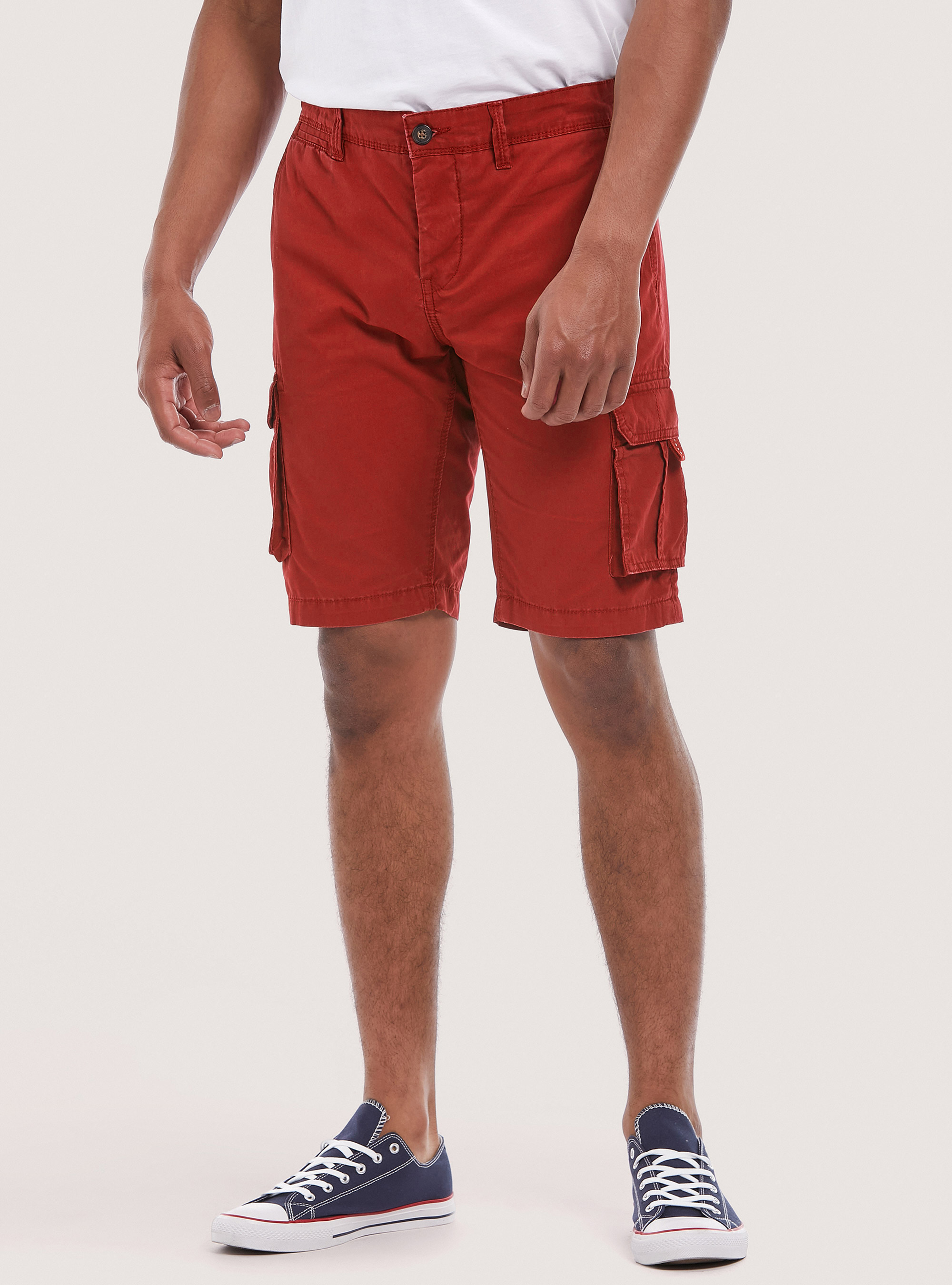 Cotton bermuda shorts with large pockets, C381 CORAL