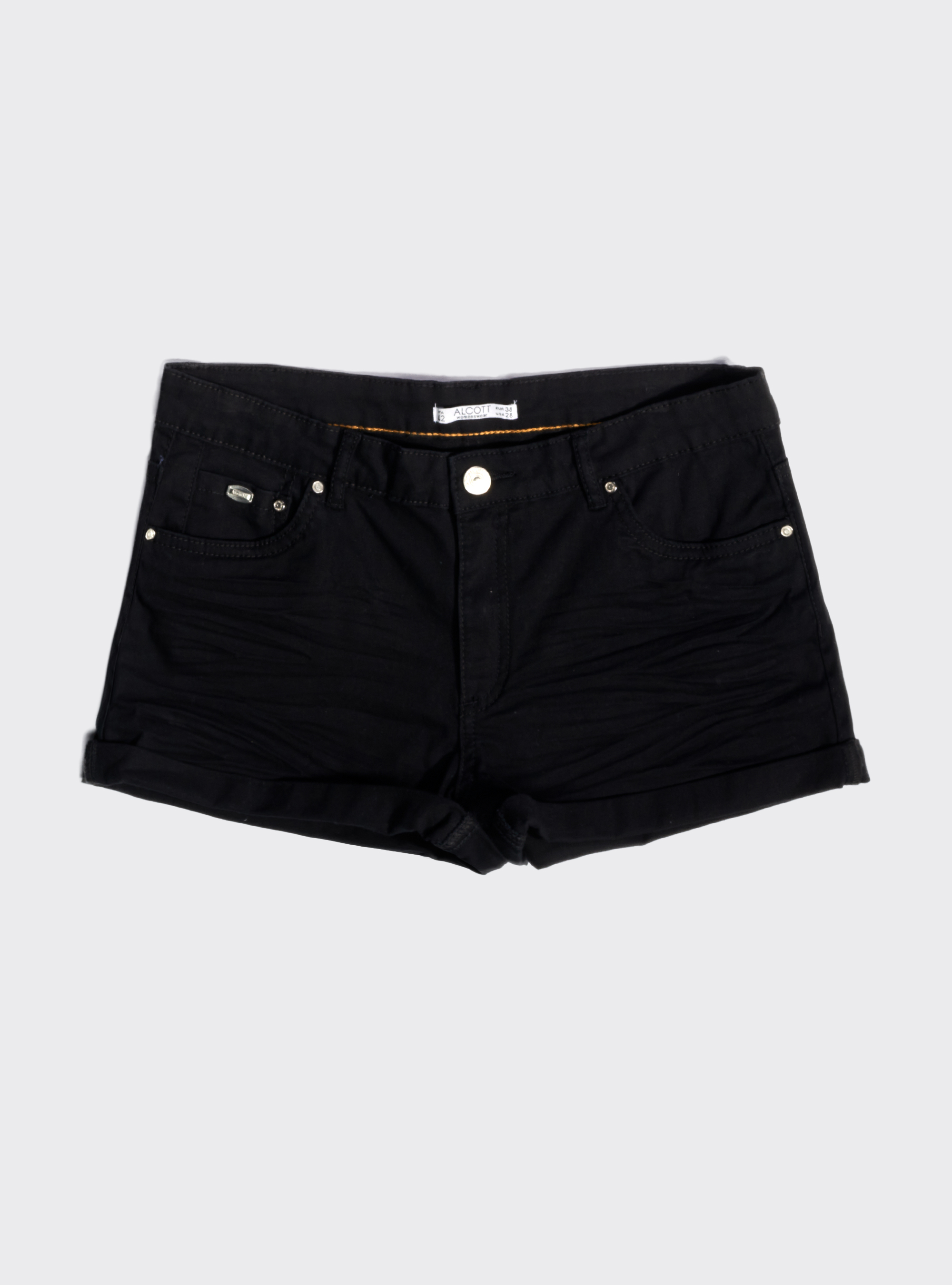 Shorts in twill con risvolto, NERO