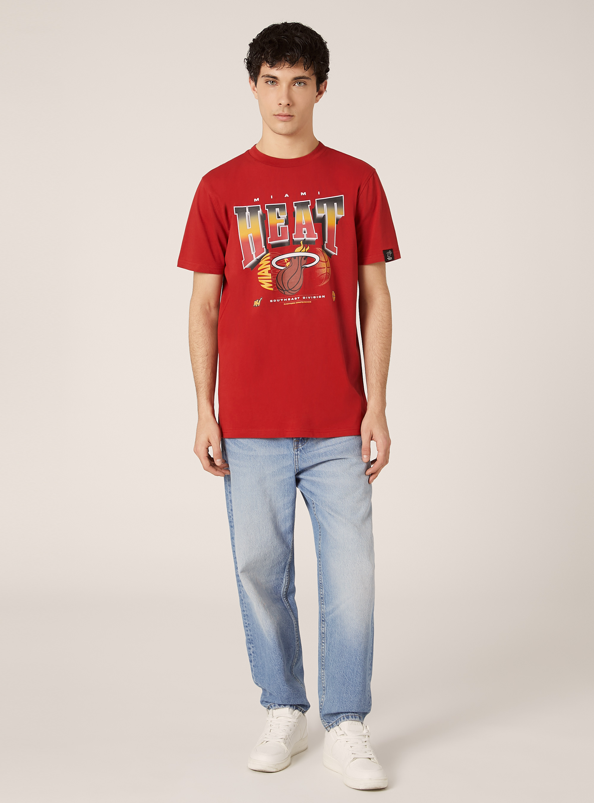 Cotton T-shirt with NBA / Alcott print., RD1 RED DARK