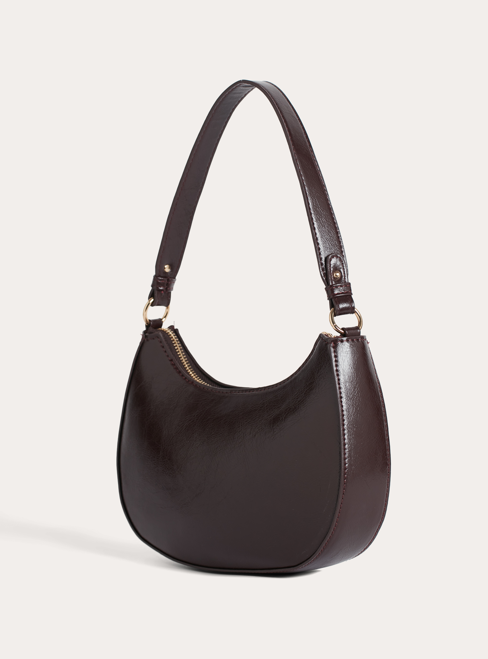 Half-moon shoulder bag, BR1 BROWN DARK