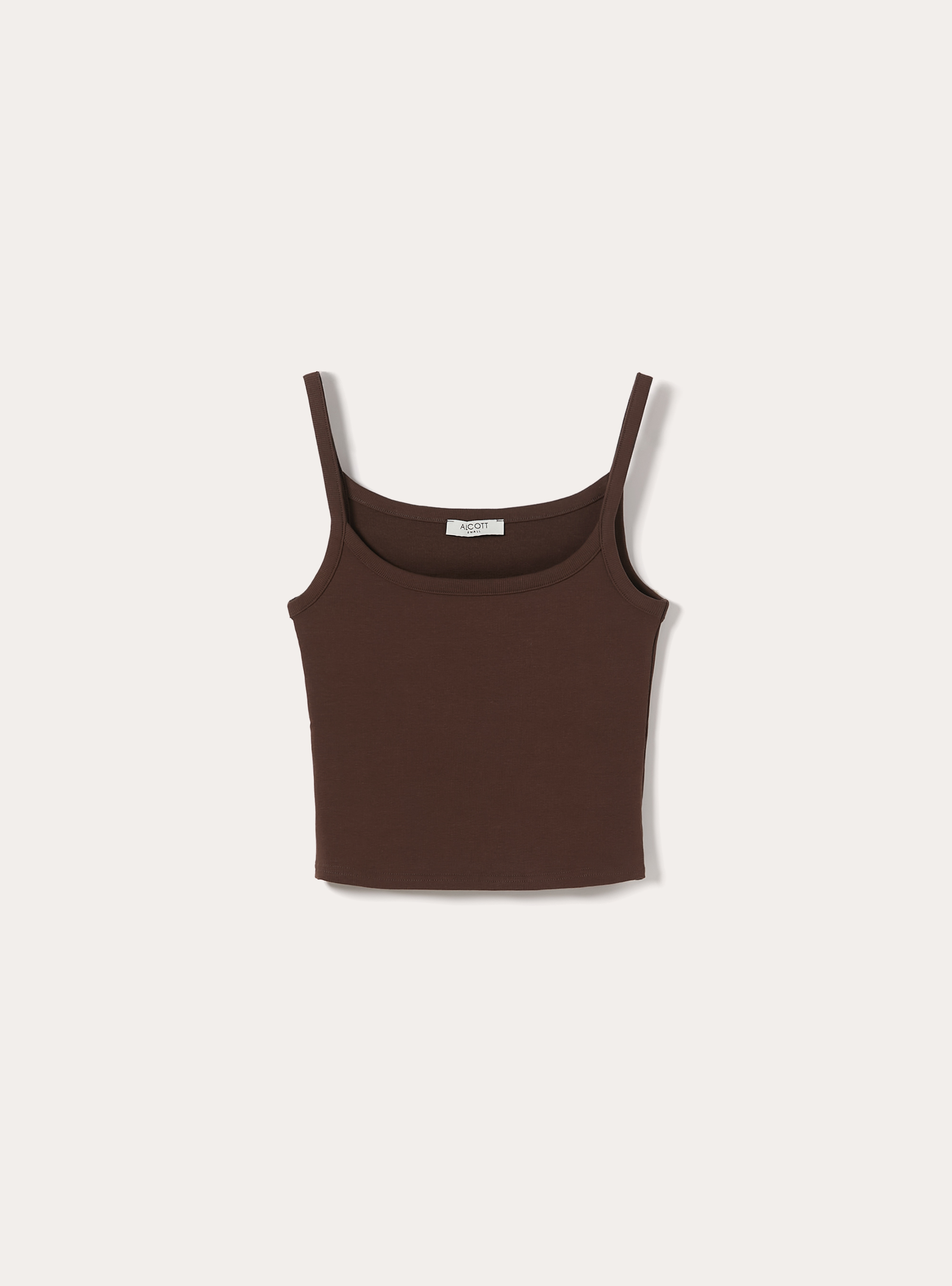Canotta crop a coste basic, BR2 BROWN MEDIUM