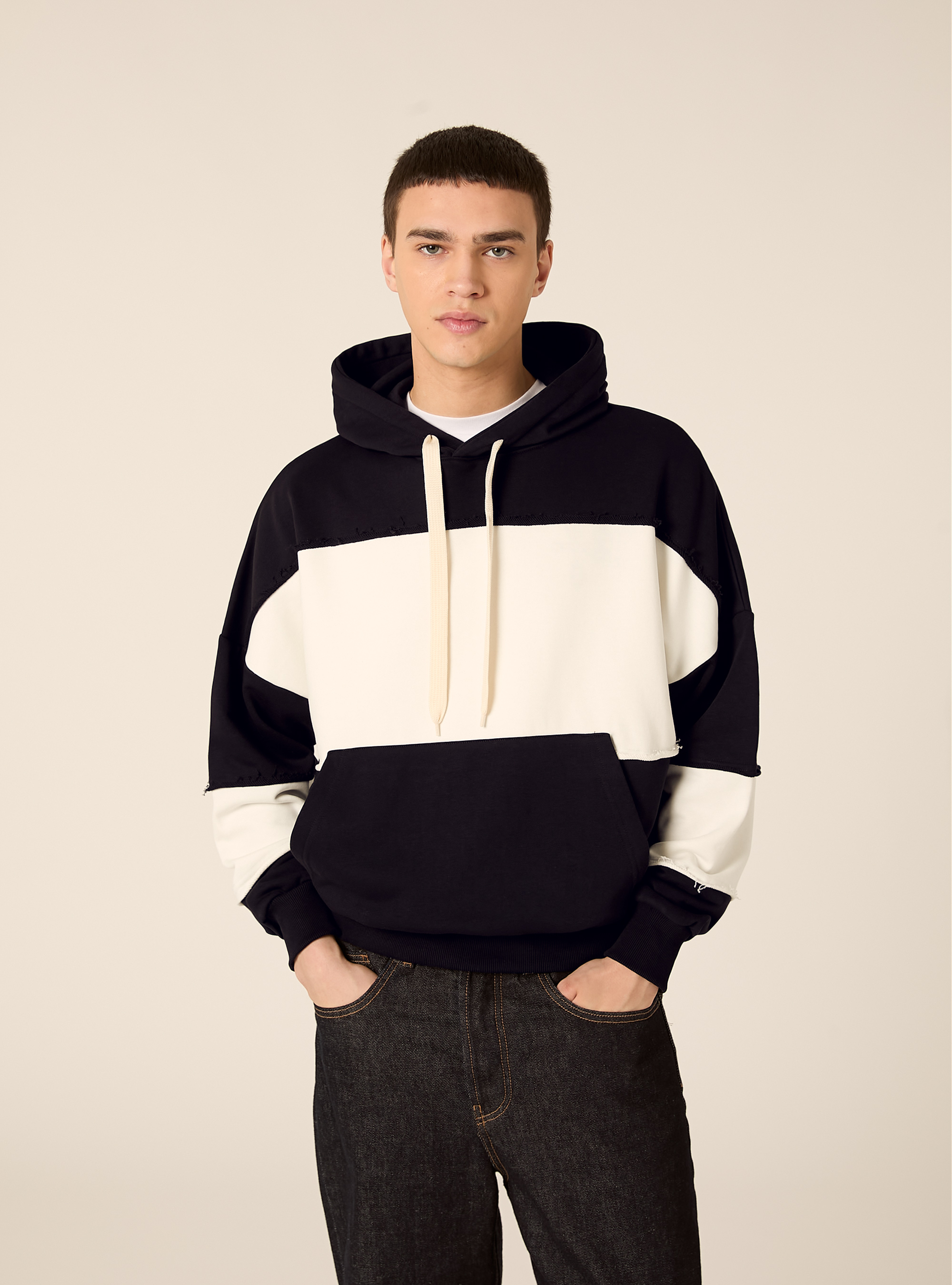 Felpa boxy rigata, NA1 NAVY DARK