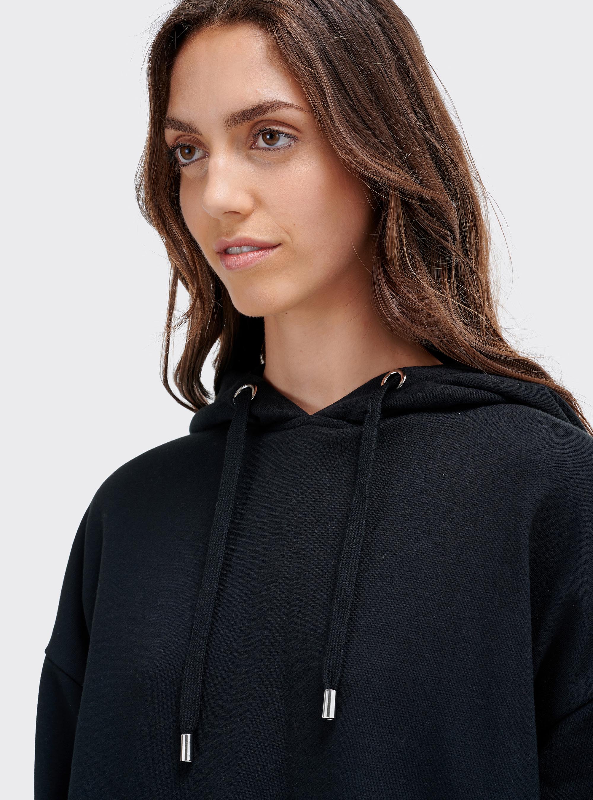 Felpa oversize con cappuccio, NERO
