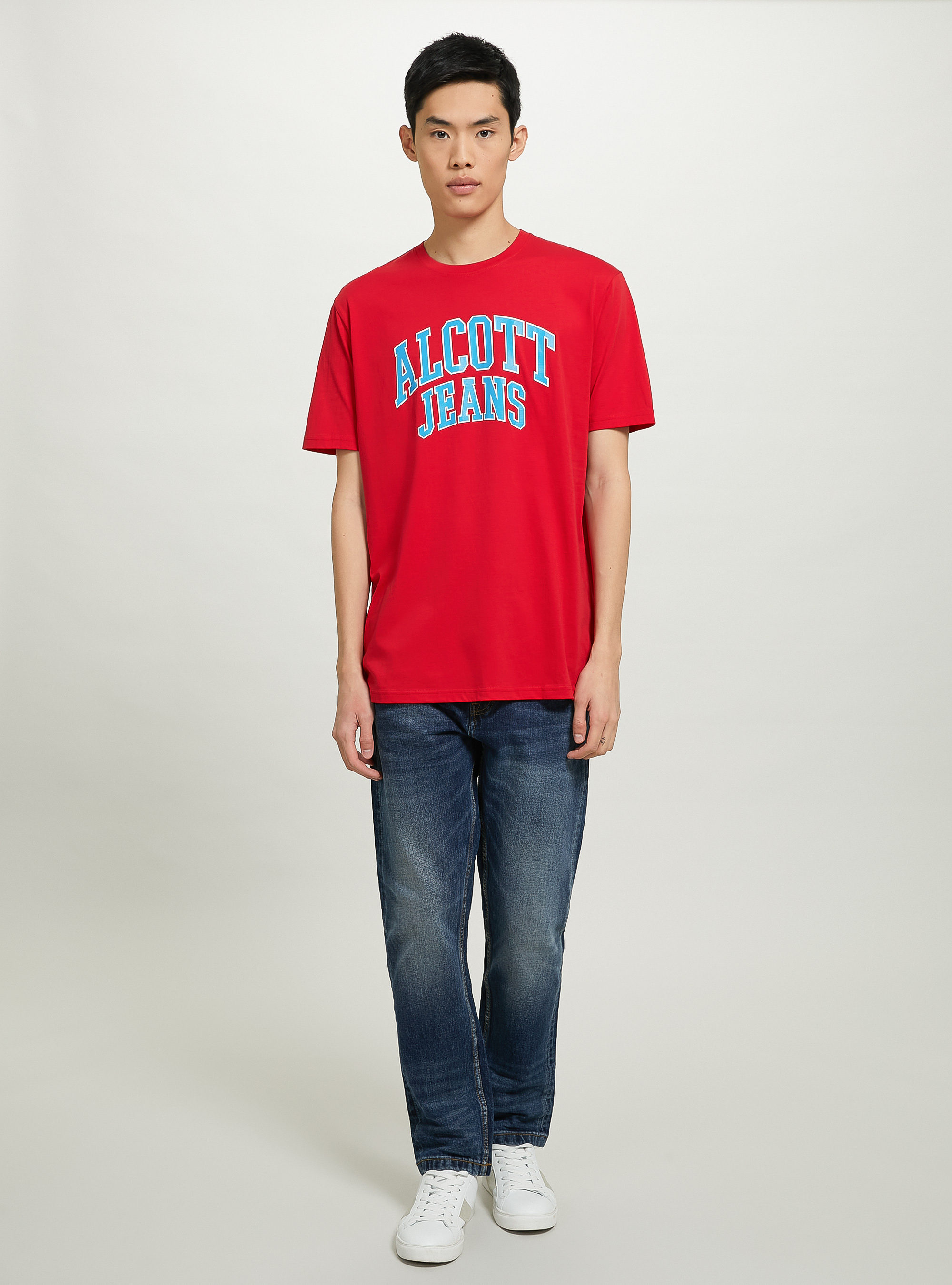 T-shirt en coton avec imprimé, C3376 RED