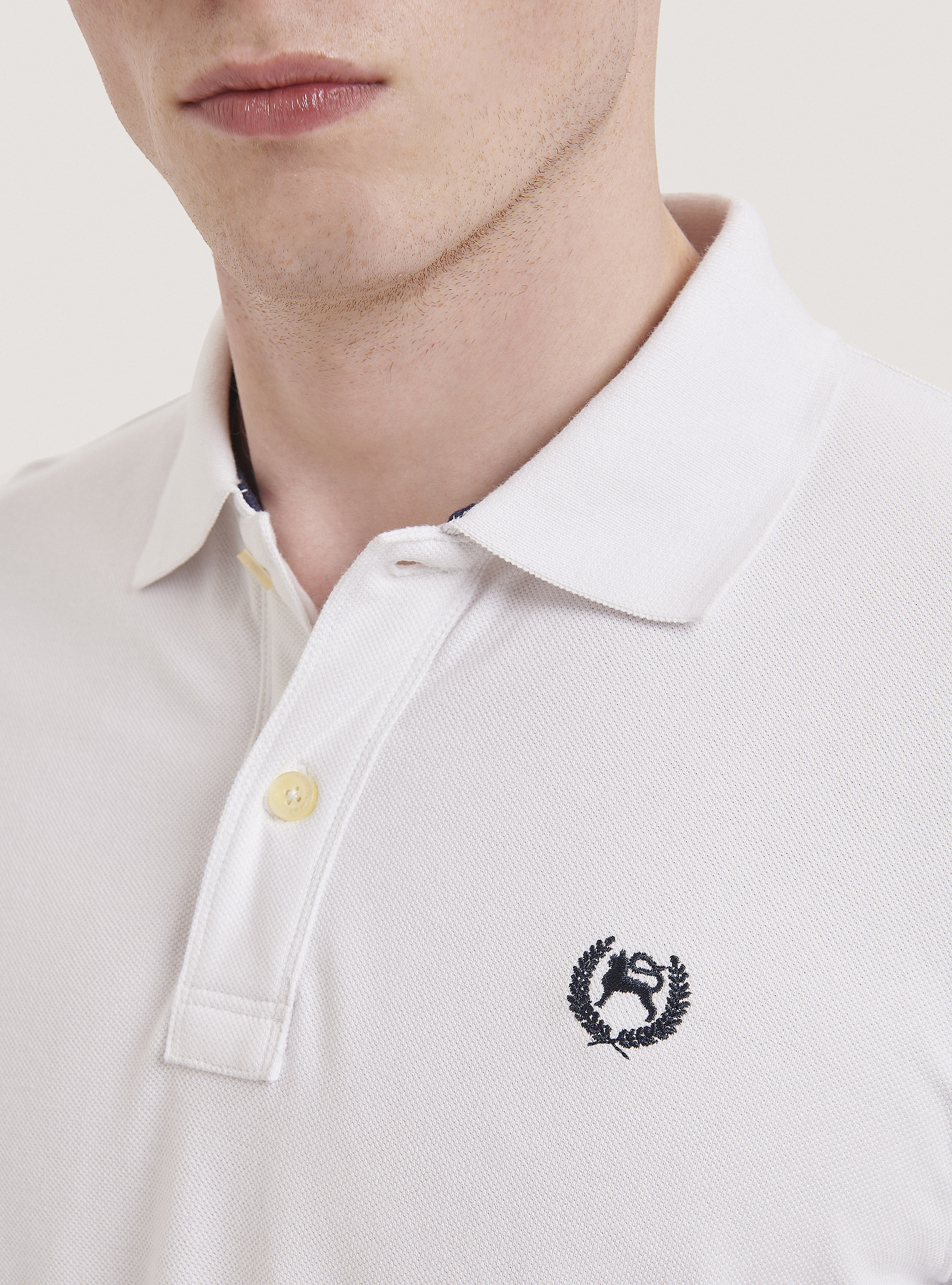 Cotton pique polo shirt with embroidery, WHITE