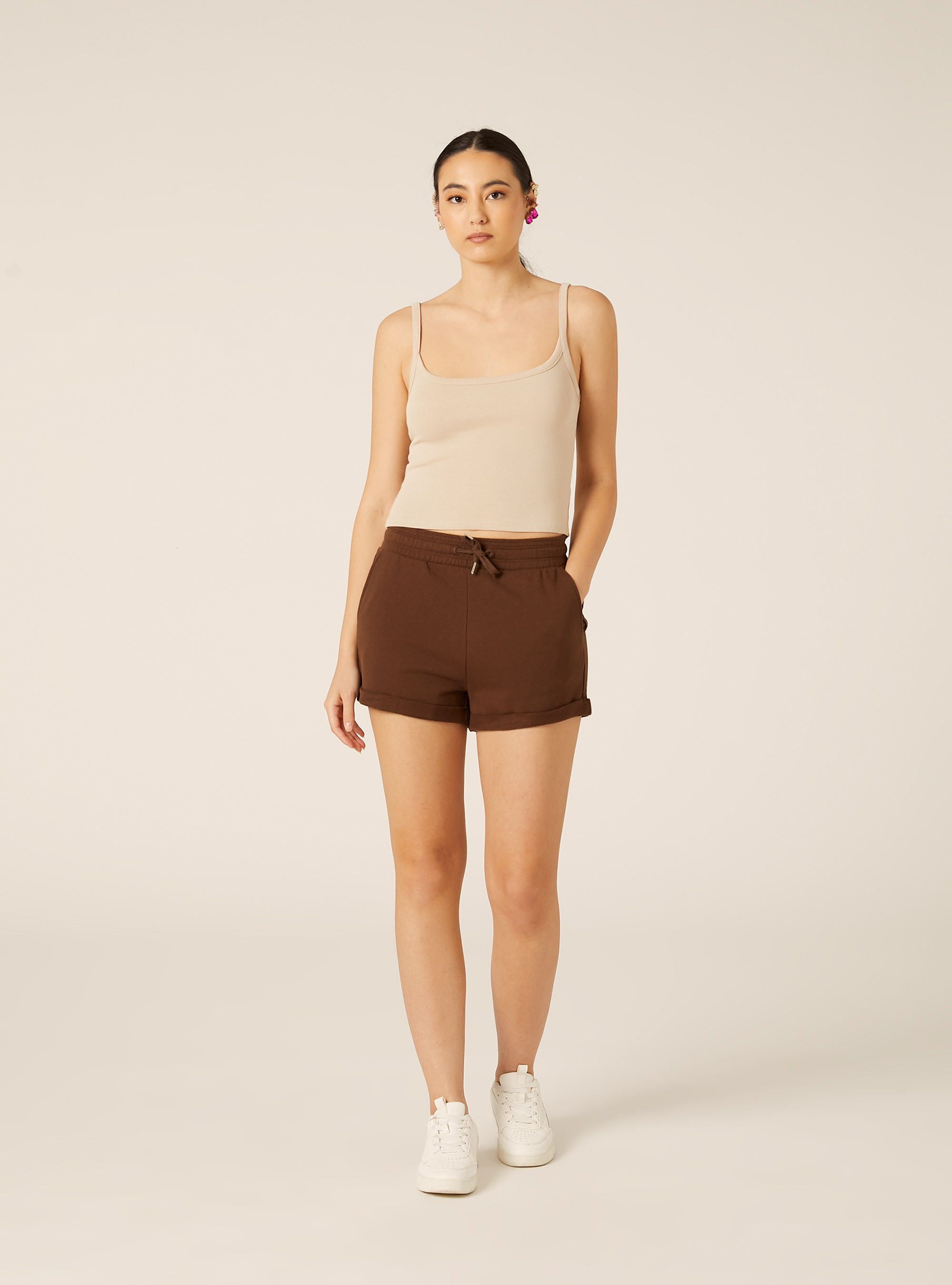 Canotta crop a coste basic, BG2 BEIGE MEDIUM