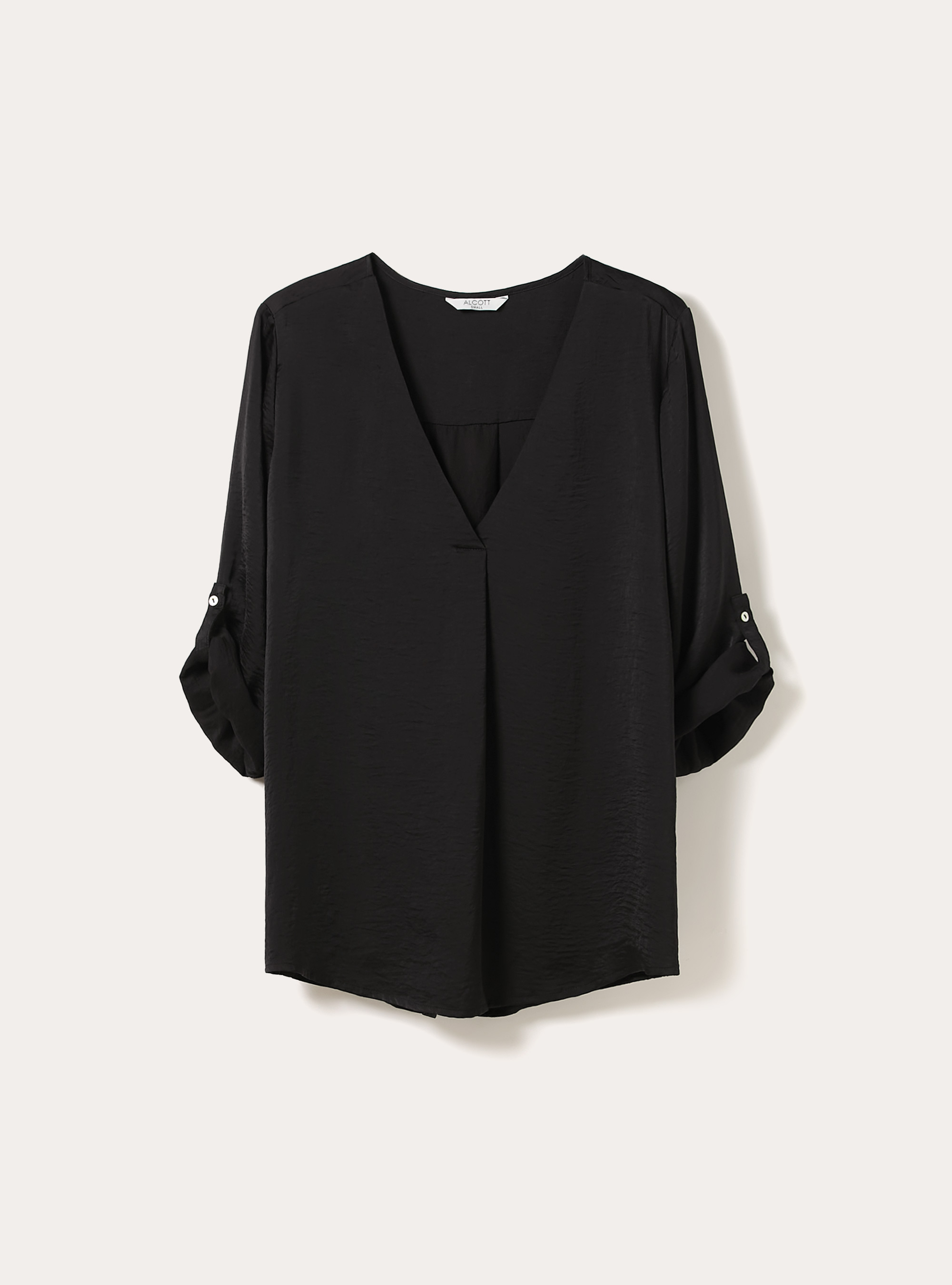 Plain neckline blouse, BK1 BLACK