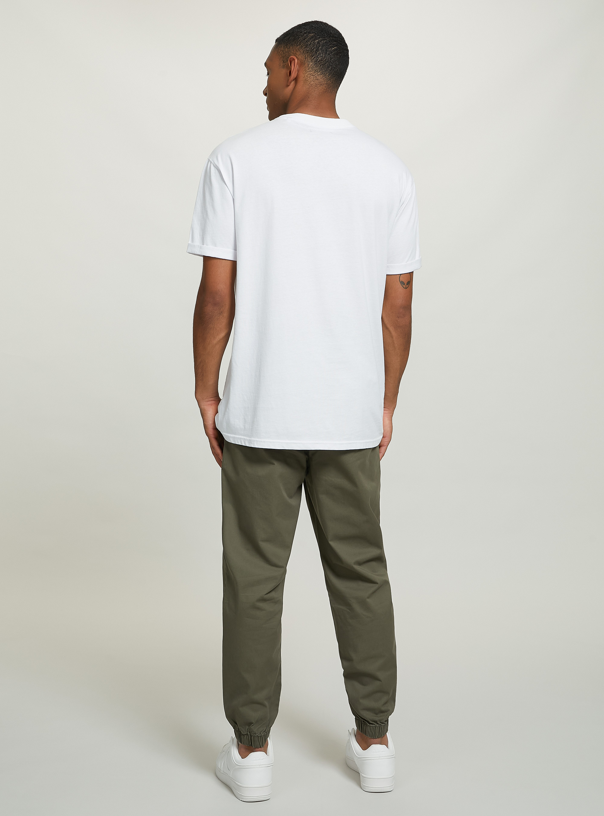 Pantaloni chinos in twill con elastico, KY2 KAKY MEDIUM