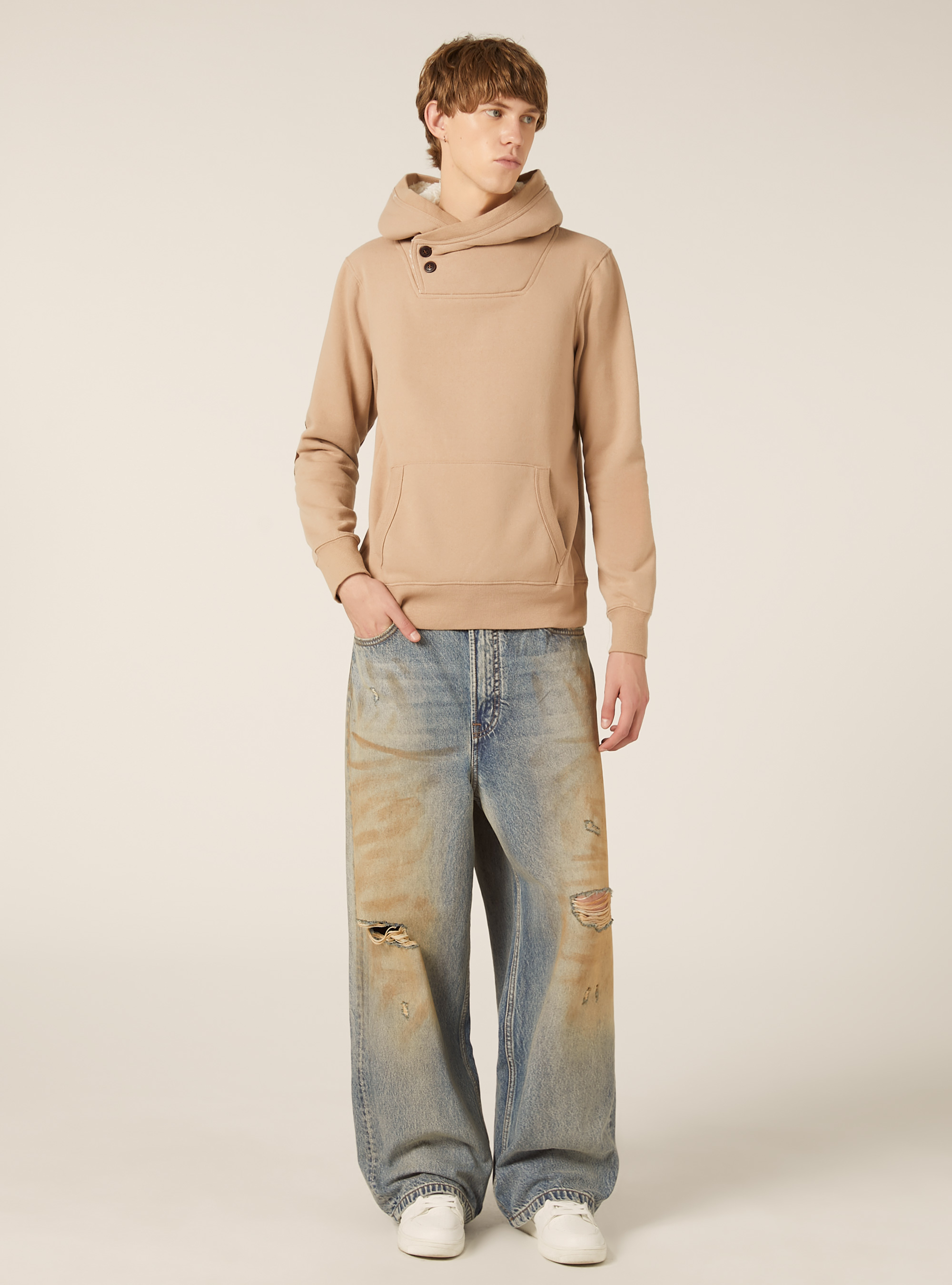 Kapuzenpullover aus Kunstfell, C5528 CAMEL