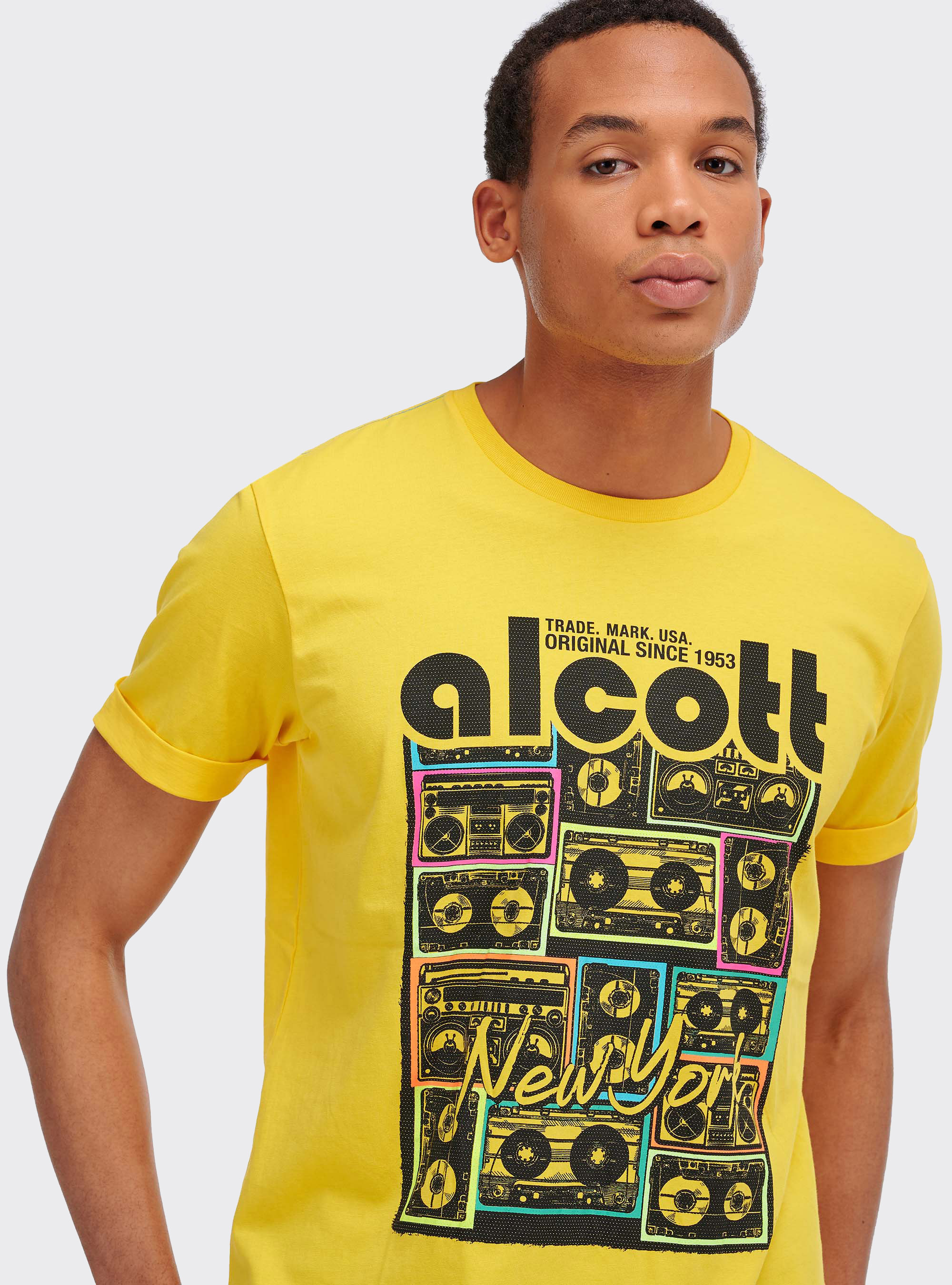 Maglietta con stampa graffiti, C7750 YELLOW