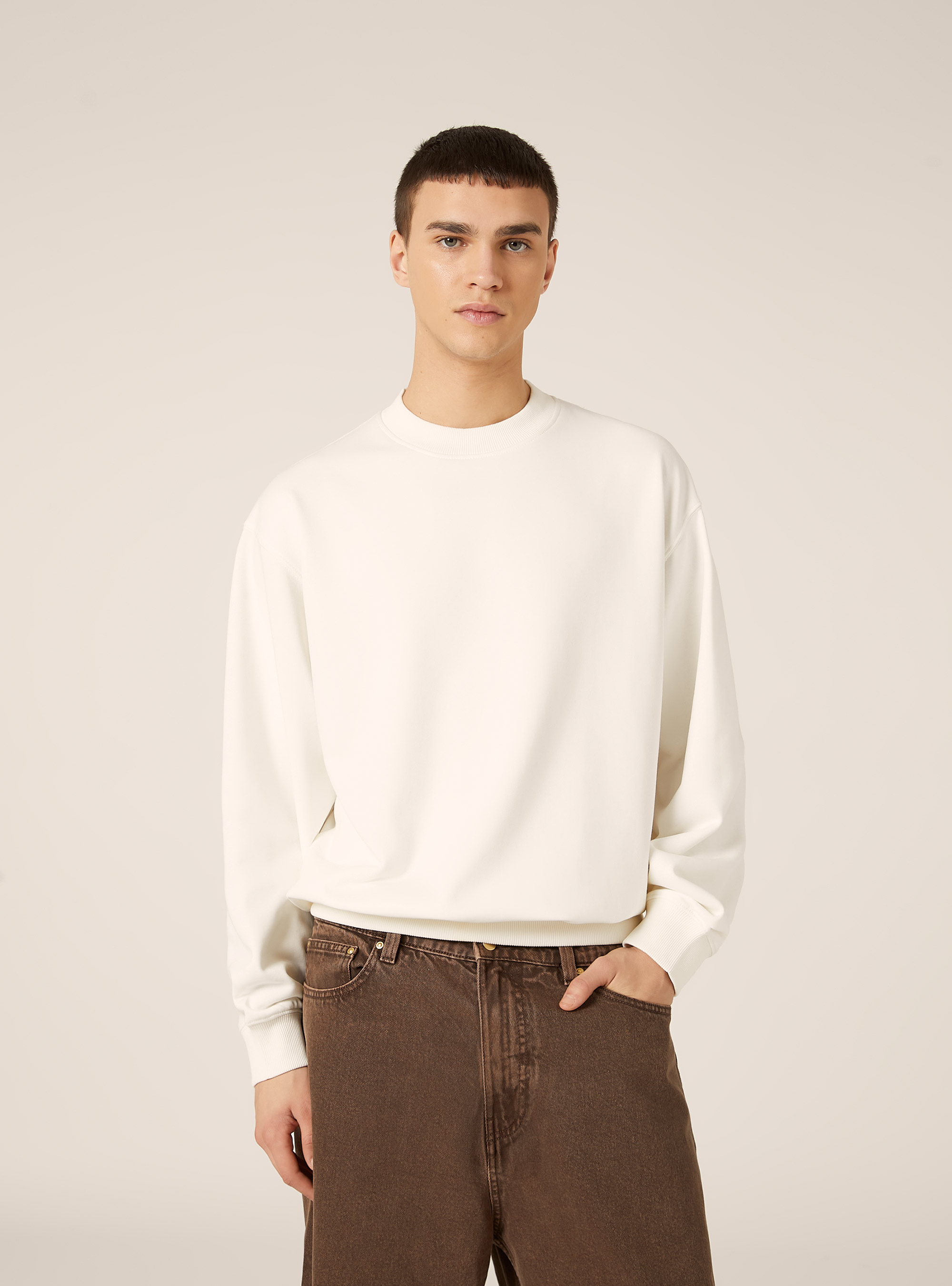 Boxy fit crew neck sweatshirt, WH2 WHITE