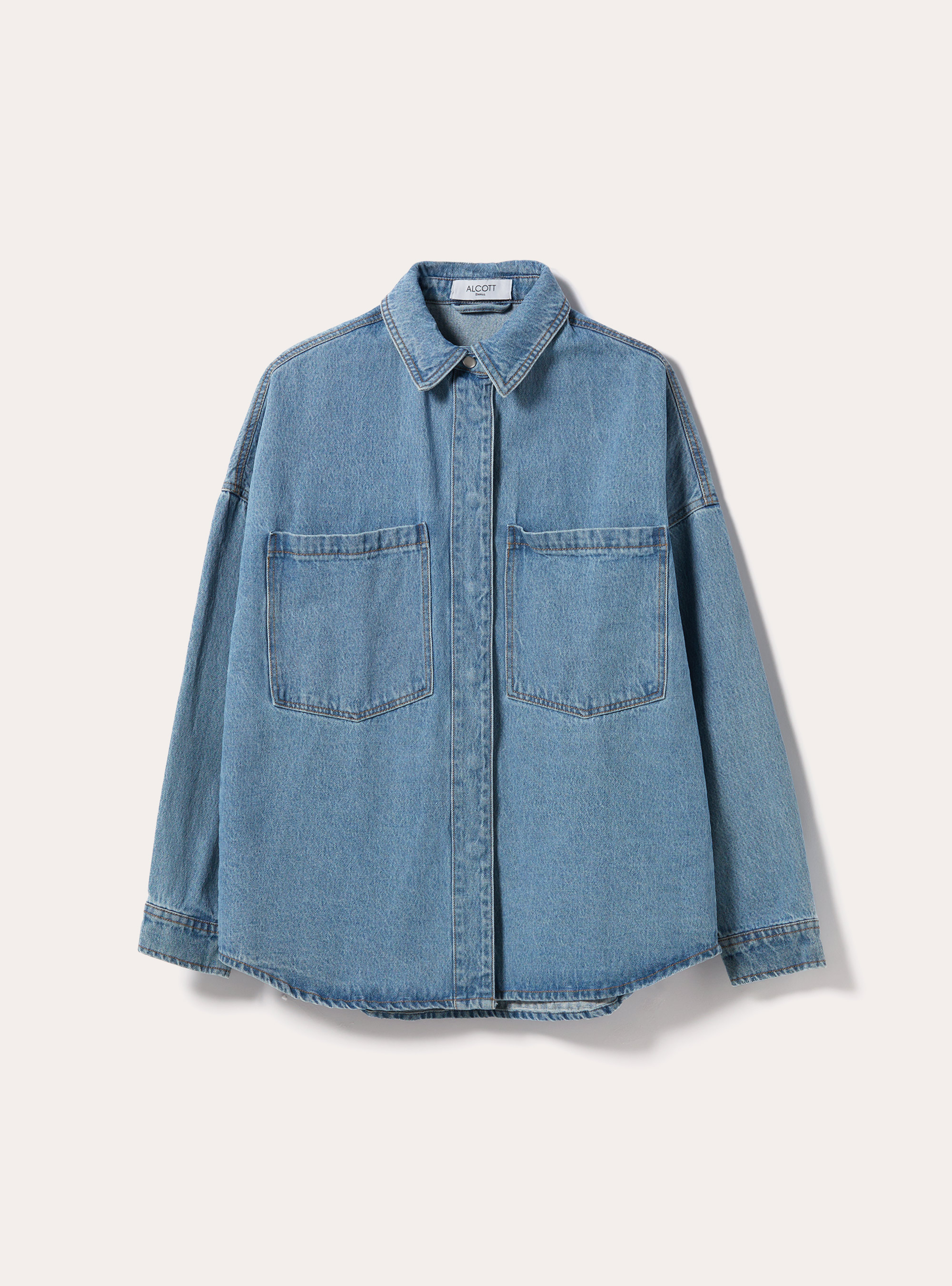Giacca camicia in denim con tasconi, D005 LIGHT BLUE