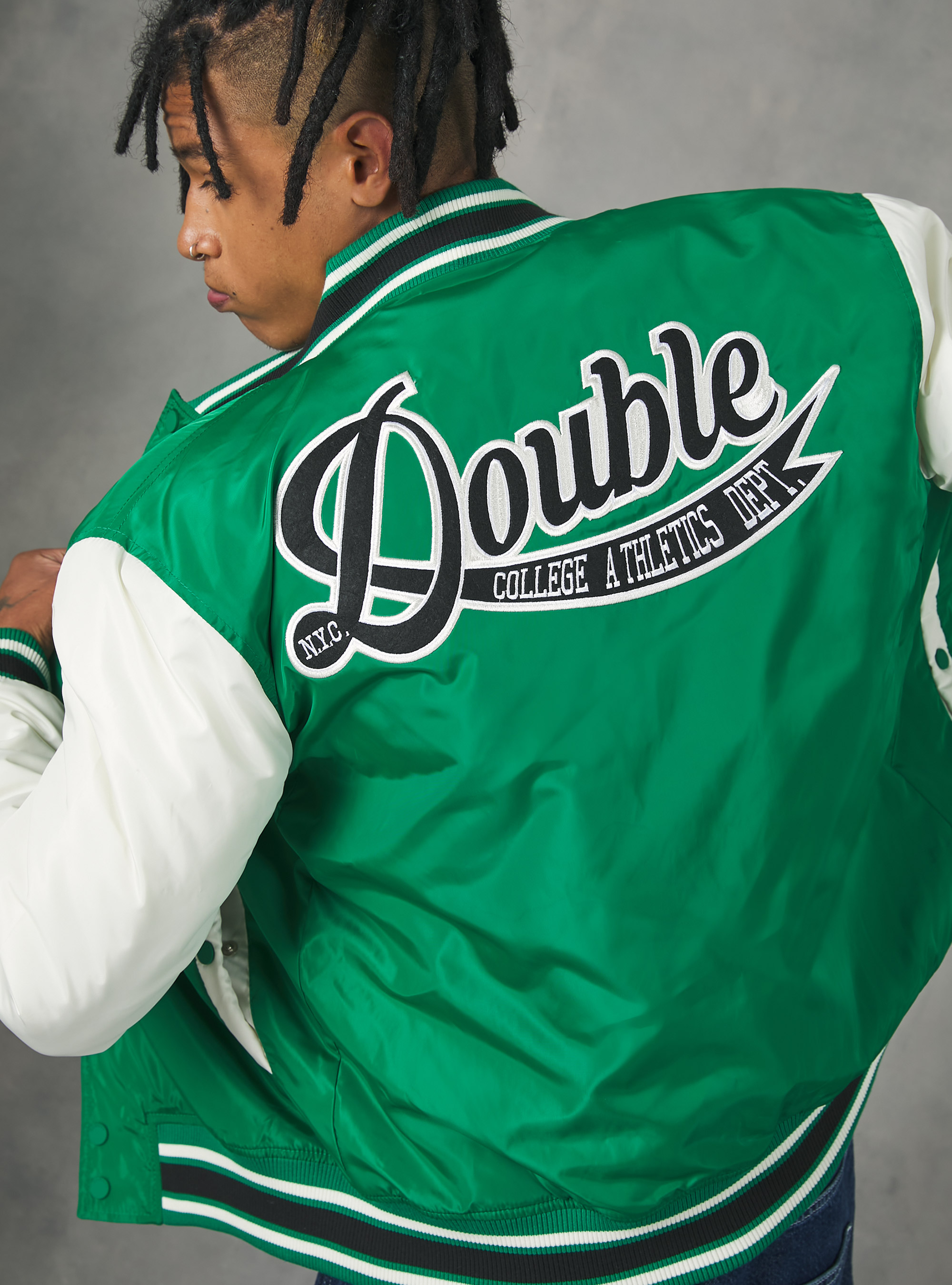 College-style bomber jacket with recycled padding, GN2 GREEN MEDIUM